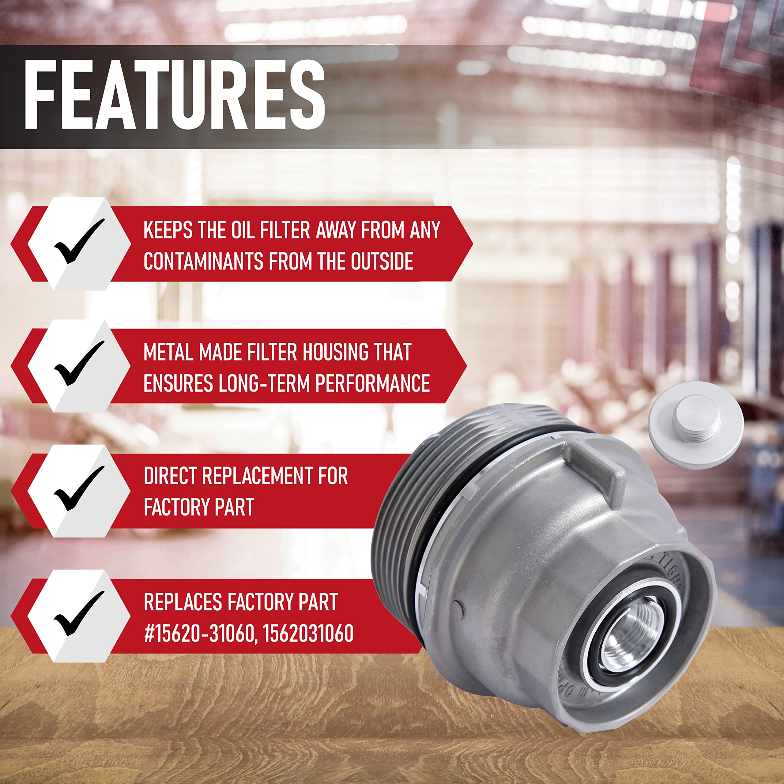 Engine Oil Filter Cap Assembly - Replaces 15620-31060, 917-016, 15643-31050, 1564331050 - Compatible with Toyota, Lexus, Scion V