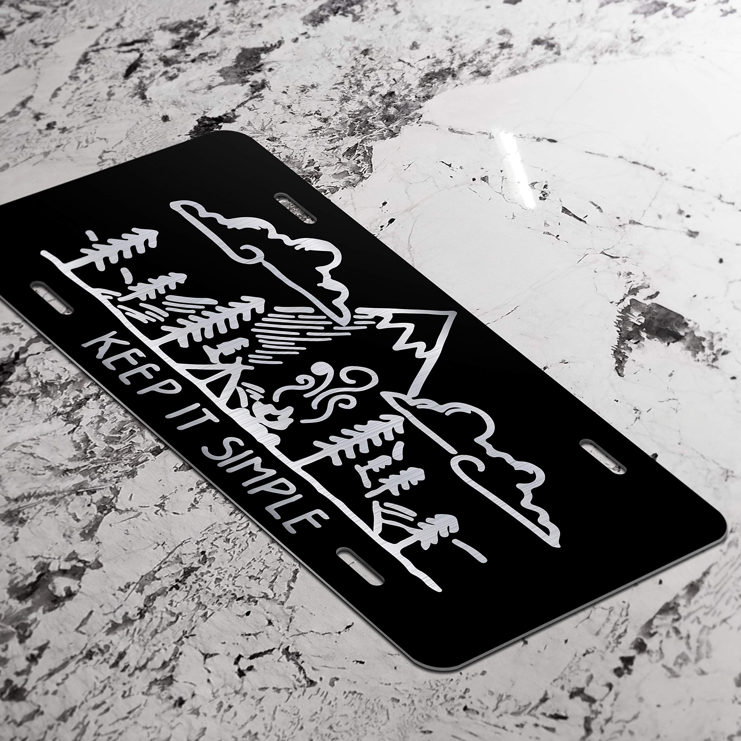 Outdoor Camping Hiking Mountains Explore Etched Front Vanity Plates (Keep It Simple)