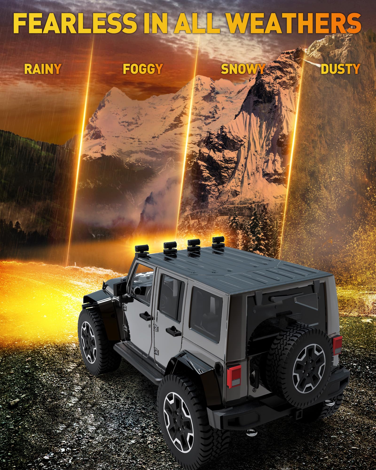 Naoevo 7 Inch Amber Led Light Bar, 240W 24,000Lm Offroad Fog/Driving Lights Led Pods With 2 Leads Wiring Harness Kit, Spot & Flo