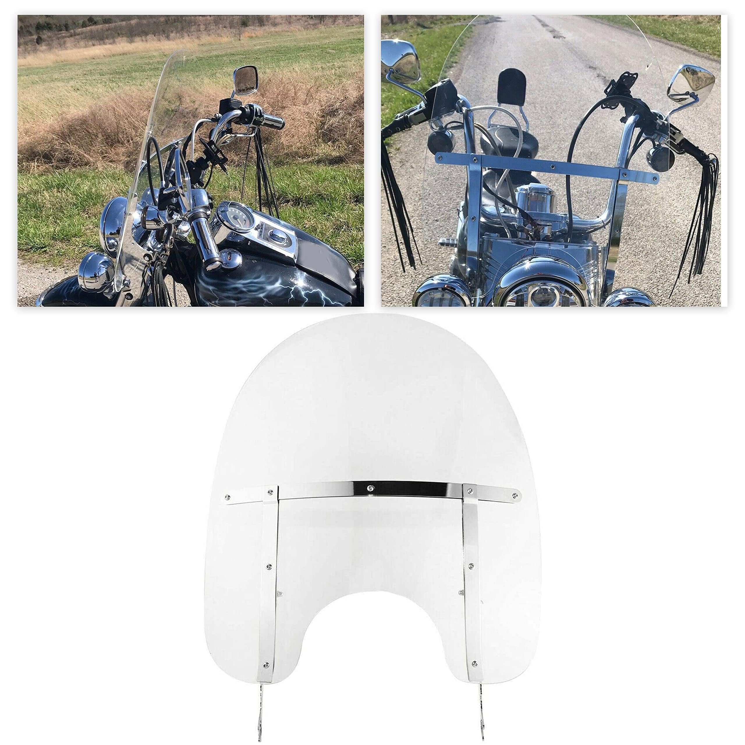Clear Detachable Motorcycle Windscreen Windshield Compatible With 2000-Up Harley Davidson Heritage Softail Classic Fatboy Fls Fl