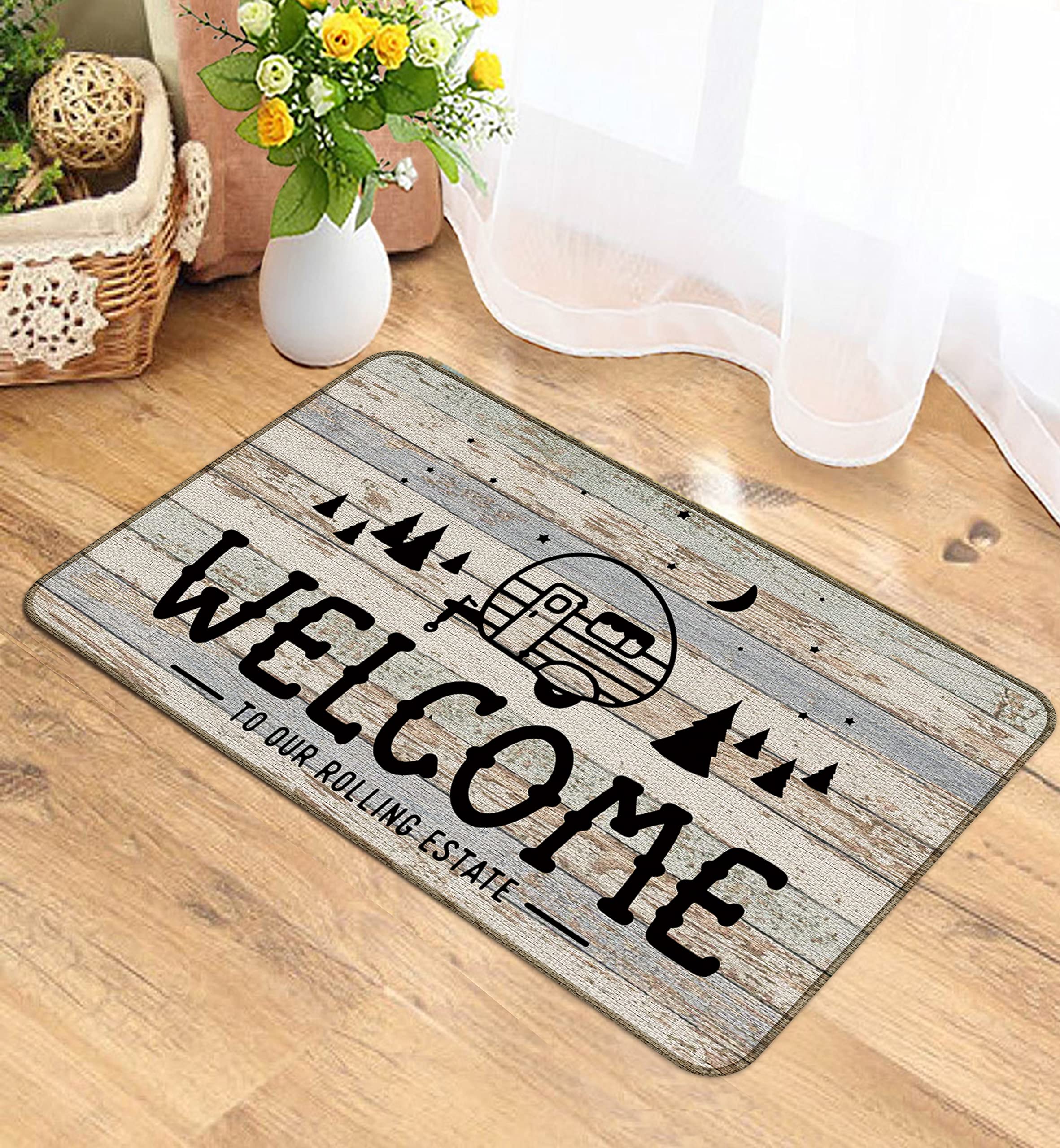 M-Qizi Camper Welcome Mat - 30 X 17 Inch Rv Rug, Perfect For Camping And Decorating Inside Your Rv