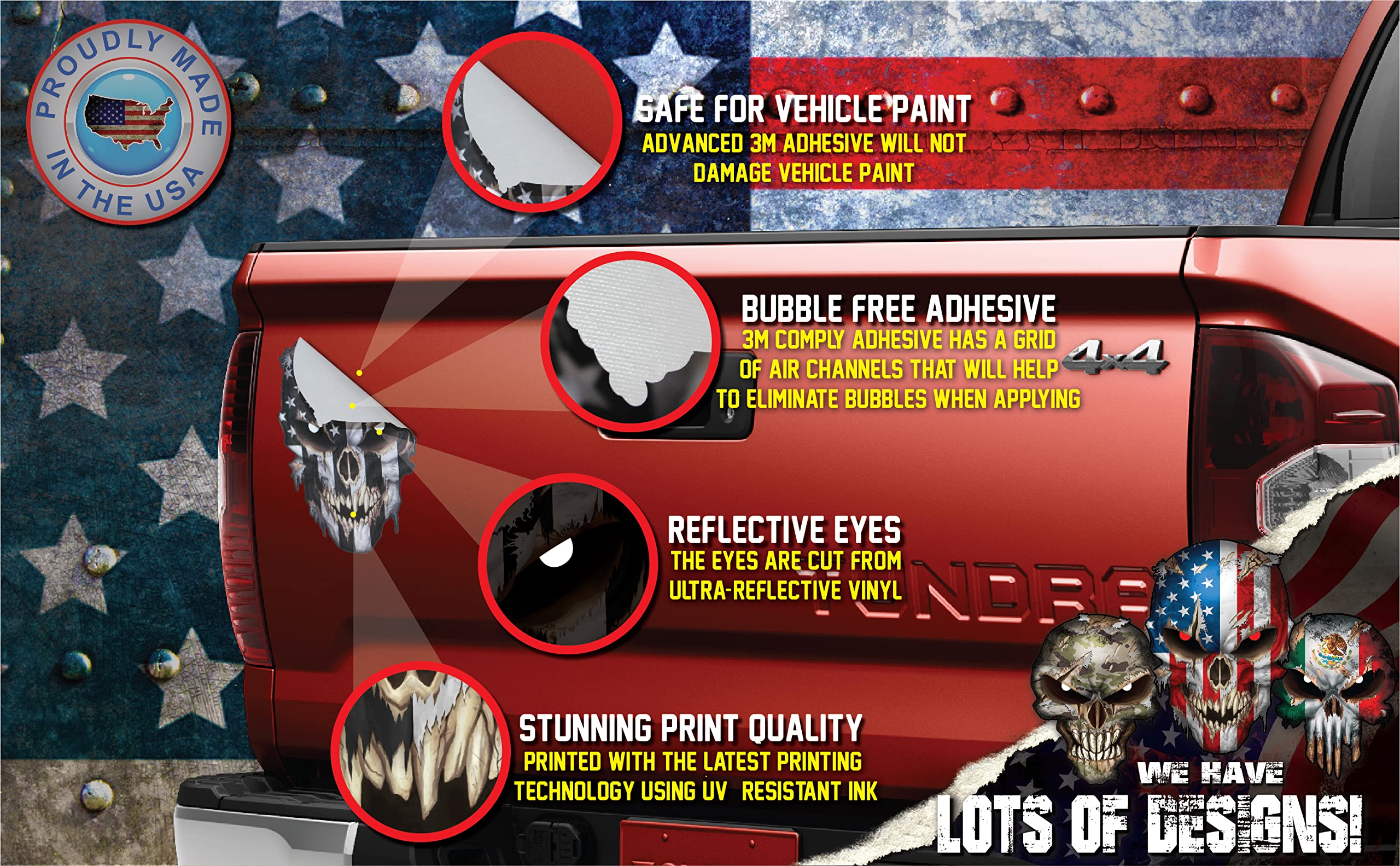 Decals By Haley Thin Red Line Firefighter Skull Decal Sticker With Reflective Red Eyes For Cars Trucks Window Windshield Graphic