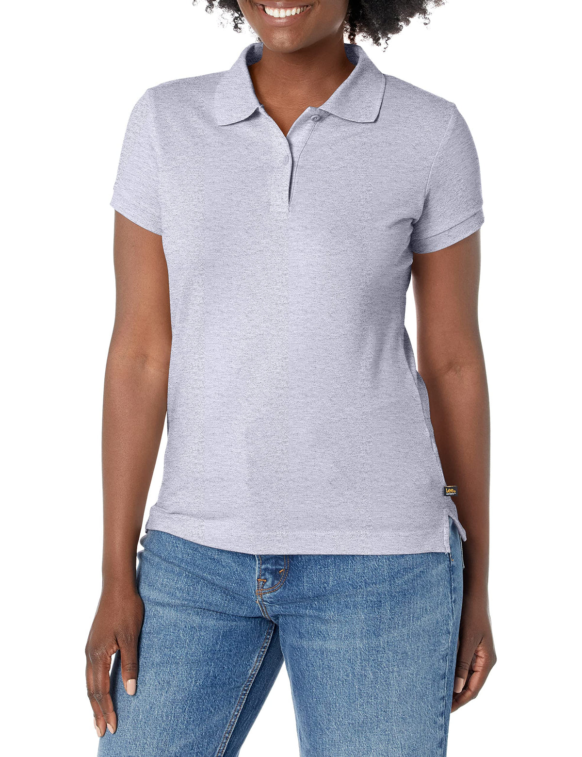 Lee Uniforms Juniors Stretch Pique Polo, Heather Grey, Medium