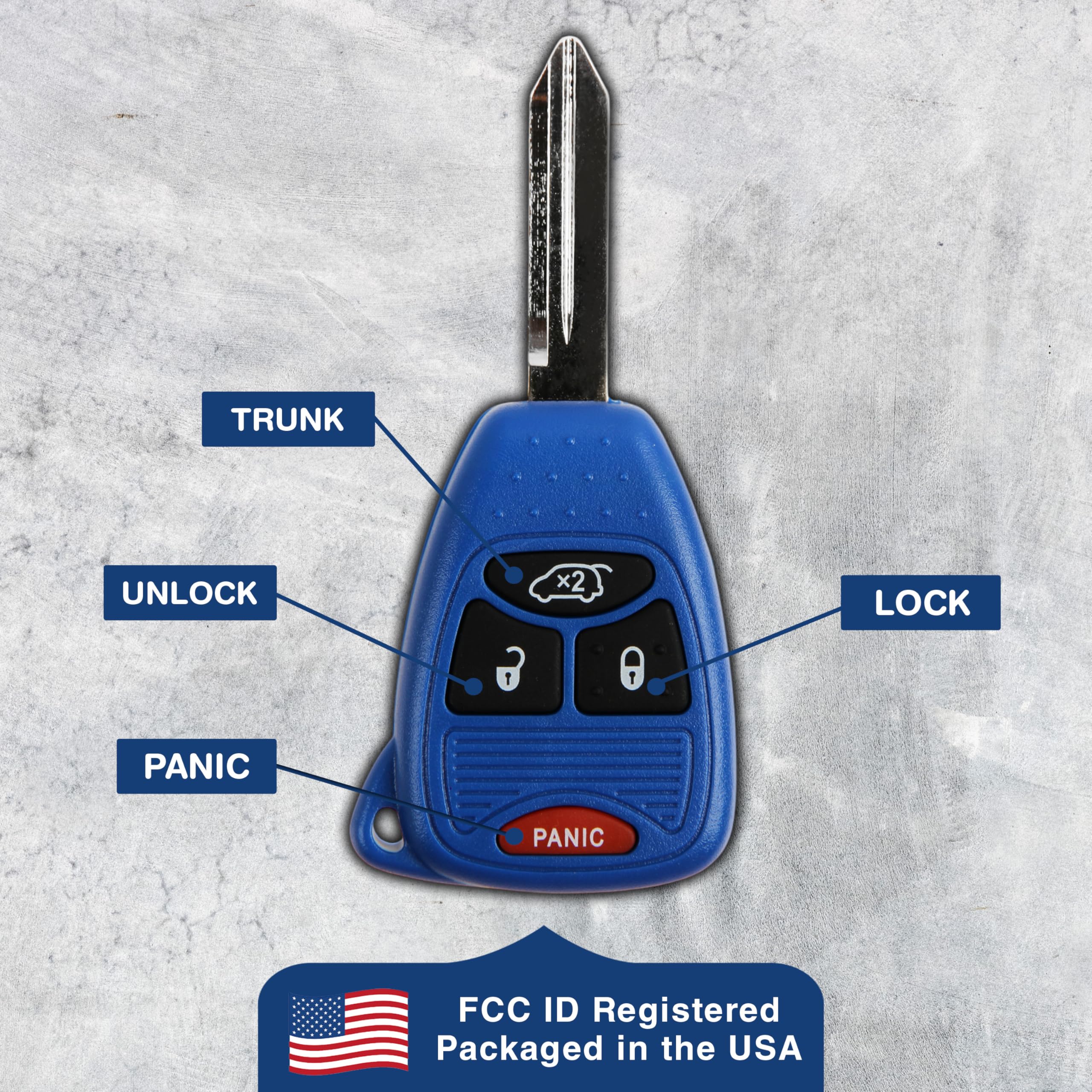 Keylessoption Keyless Entry Remote Control Uncut Car Key Fob Replacement For Oht692427Aa Kobdt04A Blue