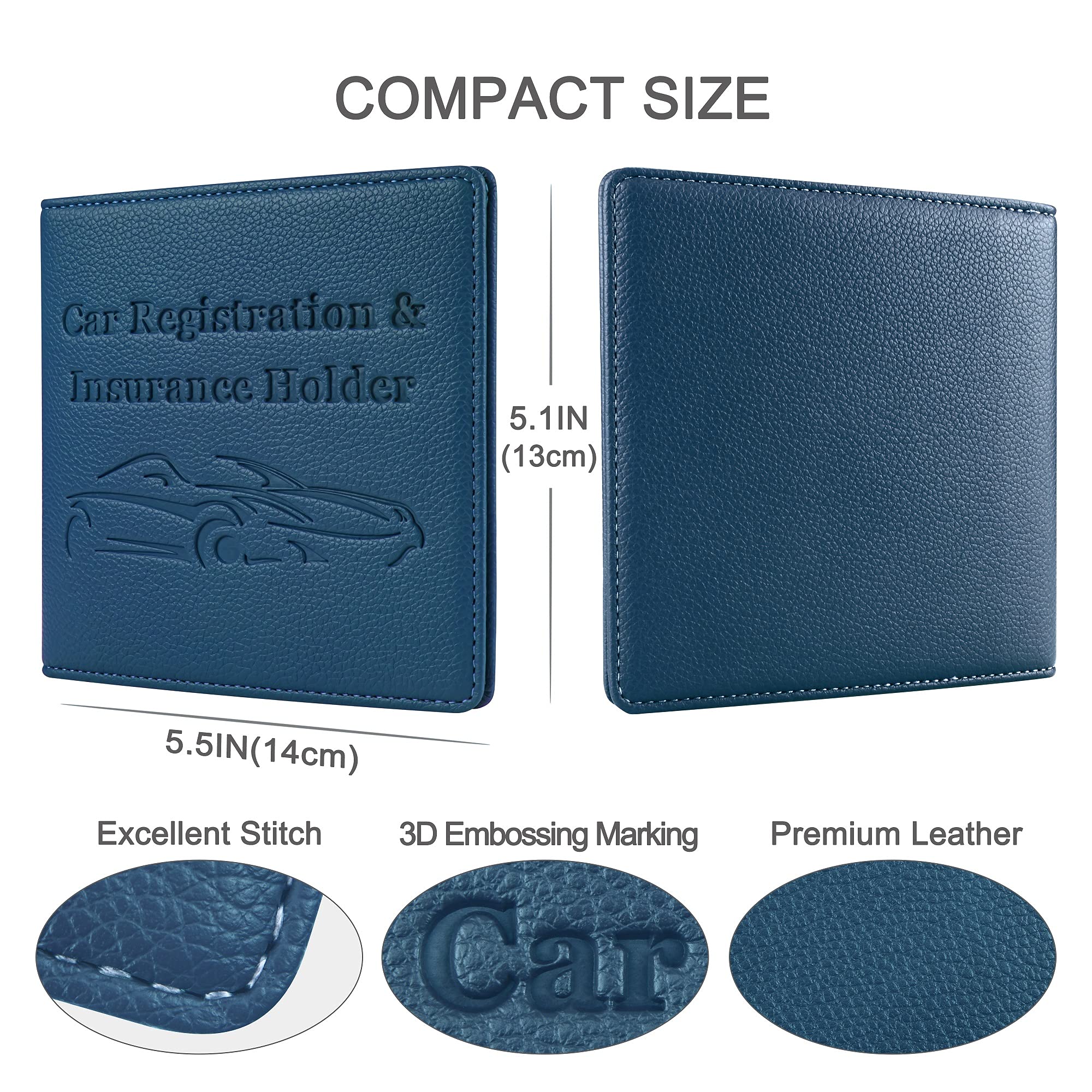 New Fashion Kingdom Car Registration And Insurance Holder, Premium Pu Leather Vehicle Glove Box Car Organizer Men Women Wallet A