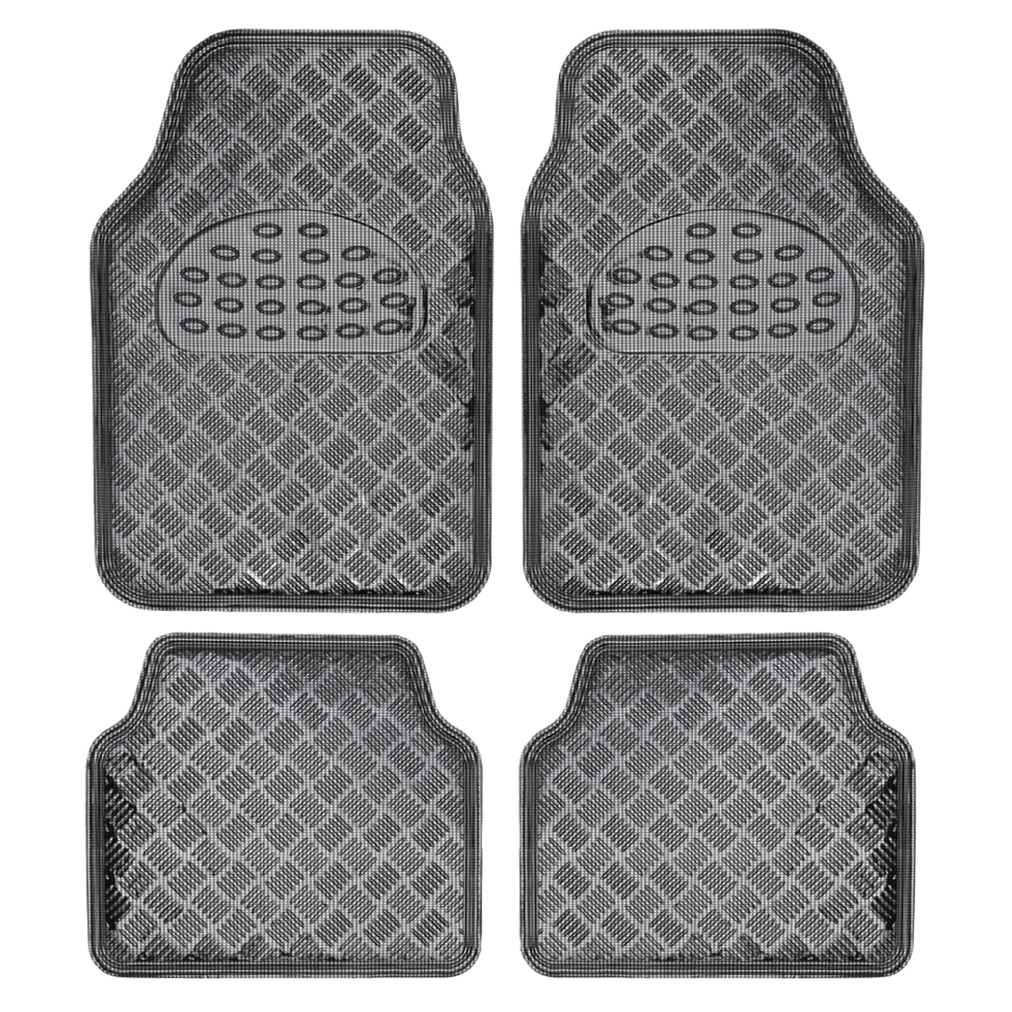 Bdk Universal Fit 4-Piece Set Metallic Design Car Floor Mat - Heavy Duty All Weather With Rubber Backing (Carbon), Mt-642-Cb