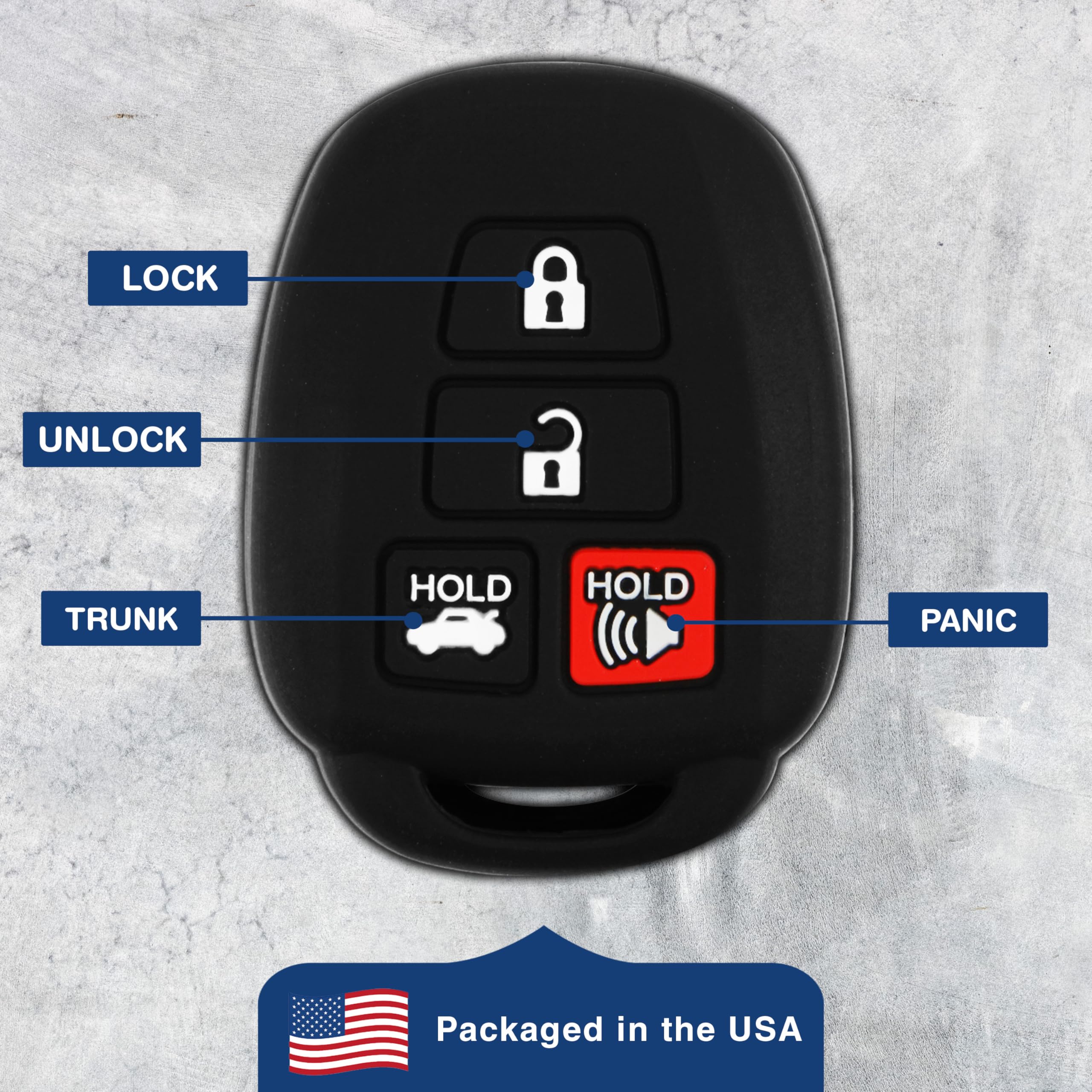 2X Keylessoption Key Fob Cover Replacement For 2012 2013 2014 Toyota Camry Corolla Tacoma Remote Silicone, 4-Button Hyq12Bdm