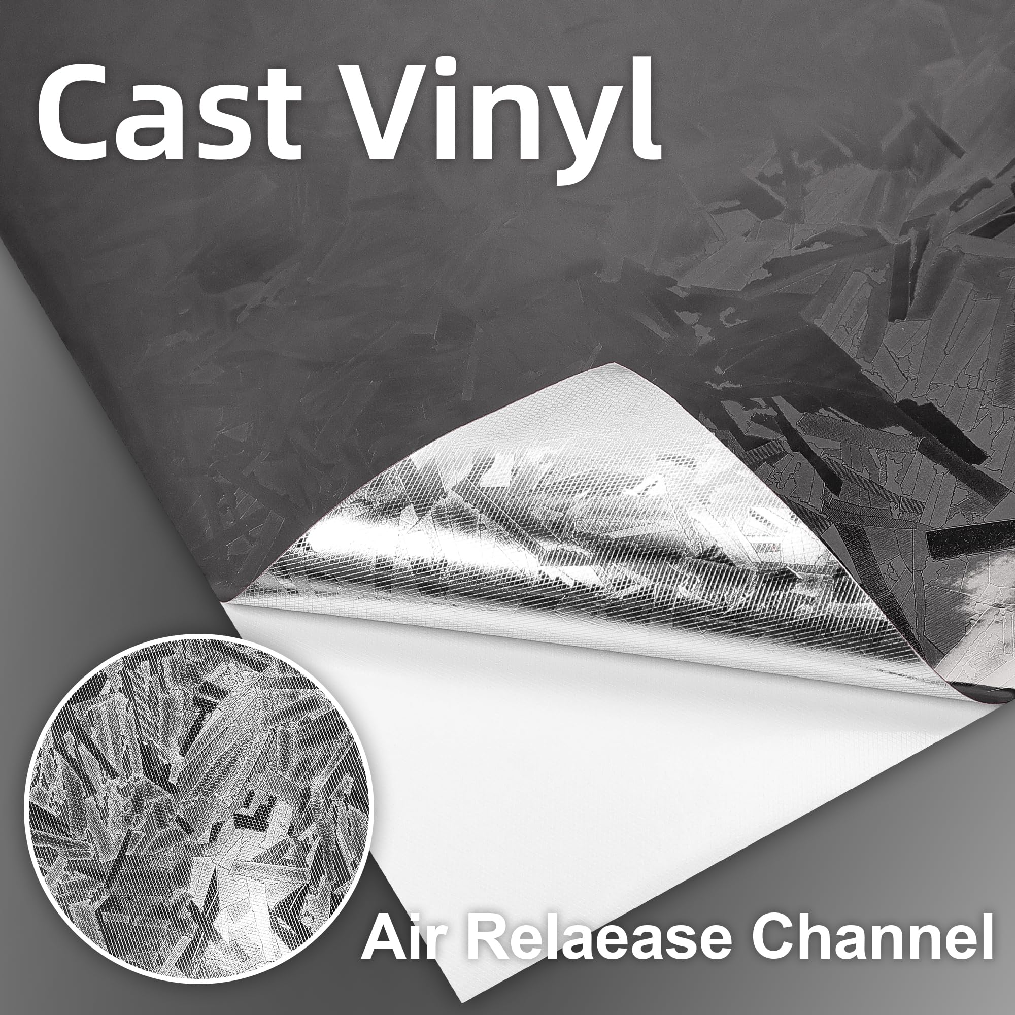 Lypumso Eletroplated Forged Carbon Fiber Vinyl Wrap, Gloss Black Plating Chrome Mirror Car Wrap Vinyl Diy Auto Sticker Decal Fil