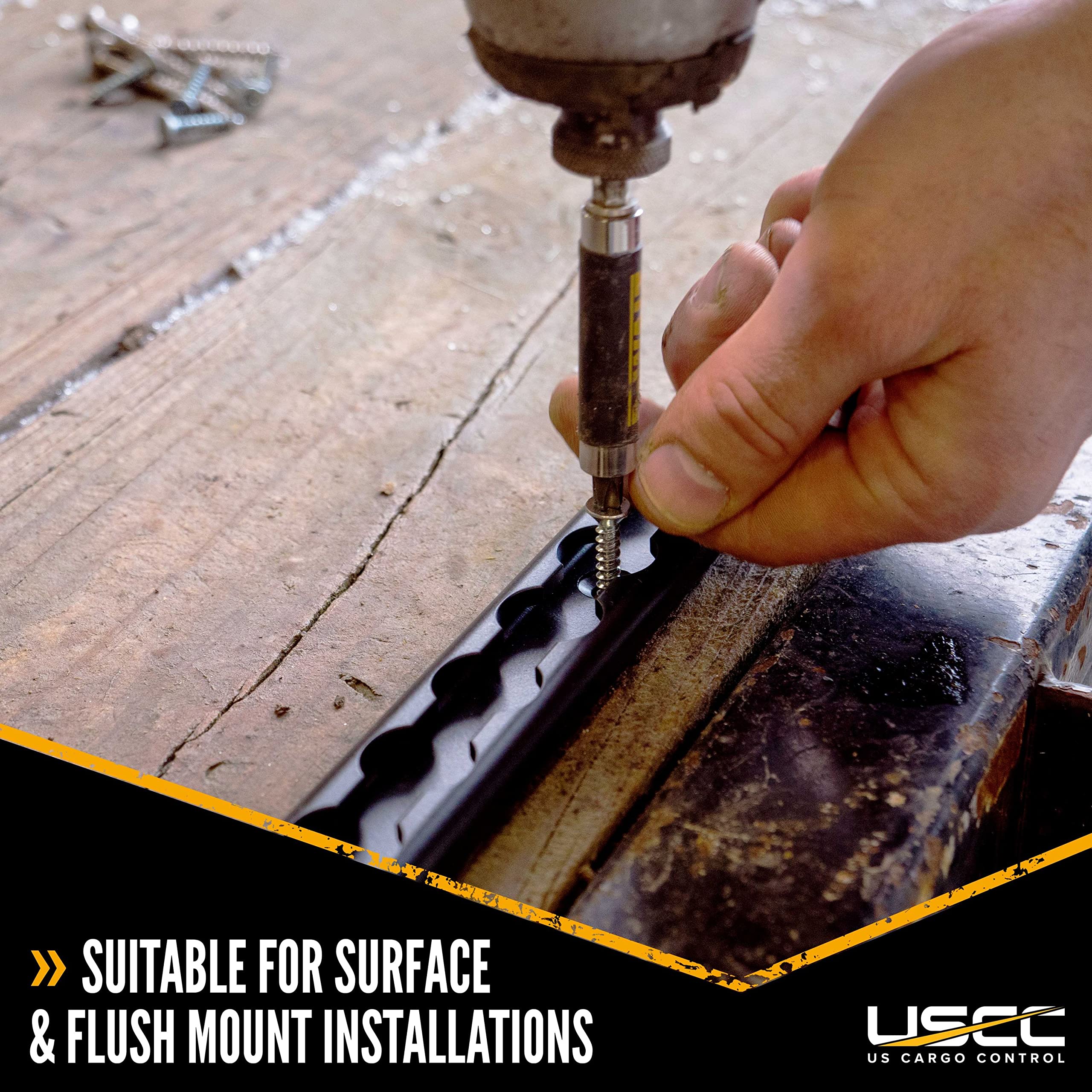 US Cargo Control Black L Track (4-Pack), 6 Inch Black Anodized Aluminum L-Track, Trailer Tie Down Rail for Enclosed Trailers, Utility Trailers, or Truck Beds, Secure Motorcycles, ATVs, and Bikes