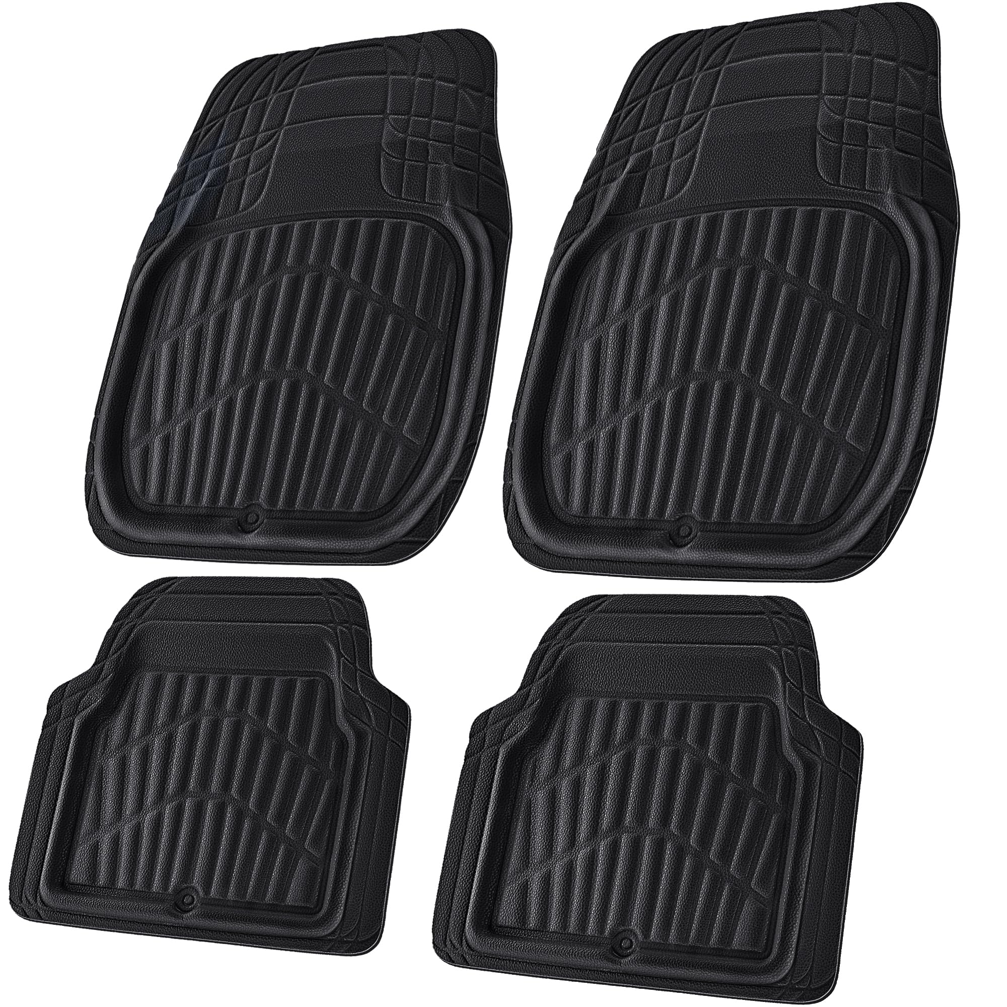 Car Pass Leather Car Floor Mats -3D Waterproof All Weather Season, Universal Trim To Fit & Anti-Slip Burr Bottom Safety & Light