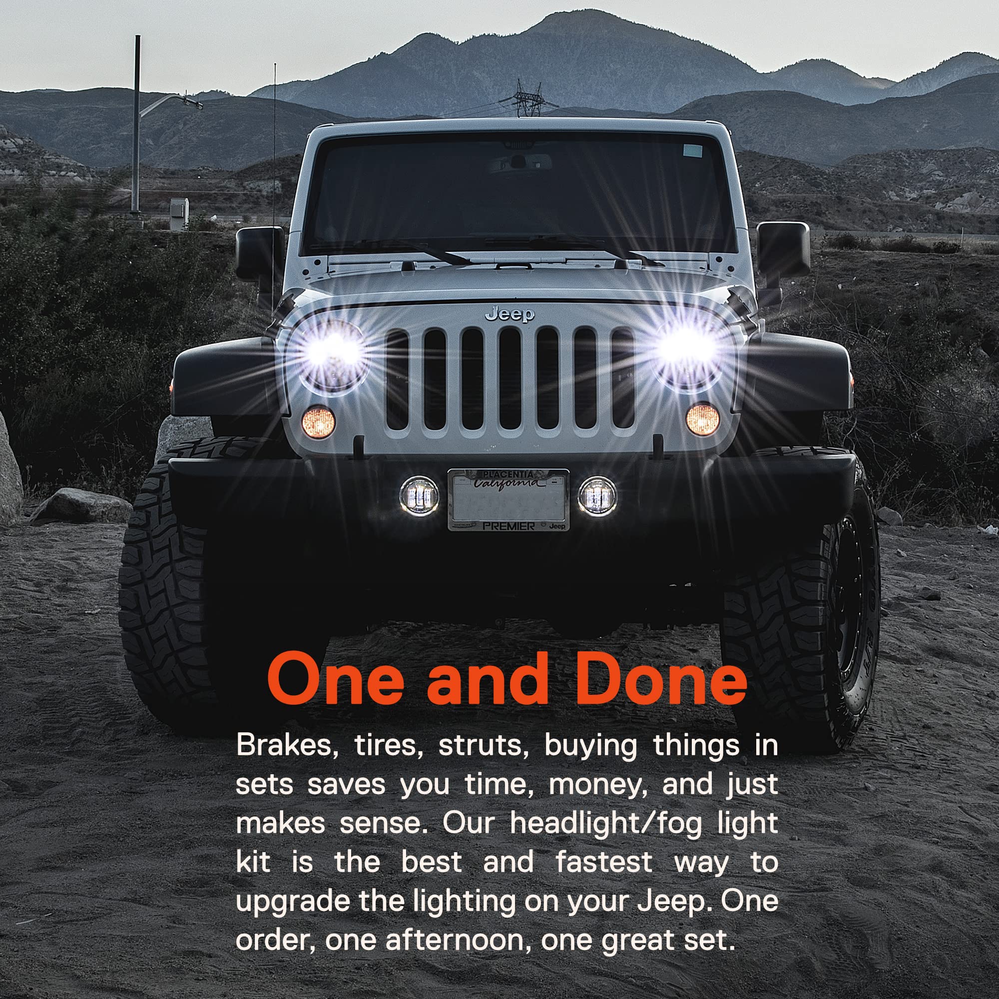 True Mods 7-Inch H6024 Led Headlights + 4-Inch Fog Lights For Jeep Wrangler Jk Unlimited Jku Accessories 2007-2018 [High/Low Sea