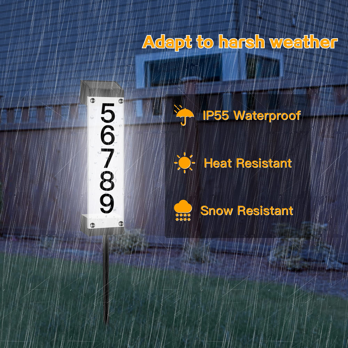 Tomskiko Solar House Numbers For Outside, Lighted Solar Address Sign Plaque Addr WBHDWB09XMN87ZC