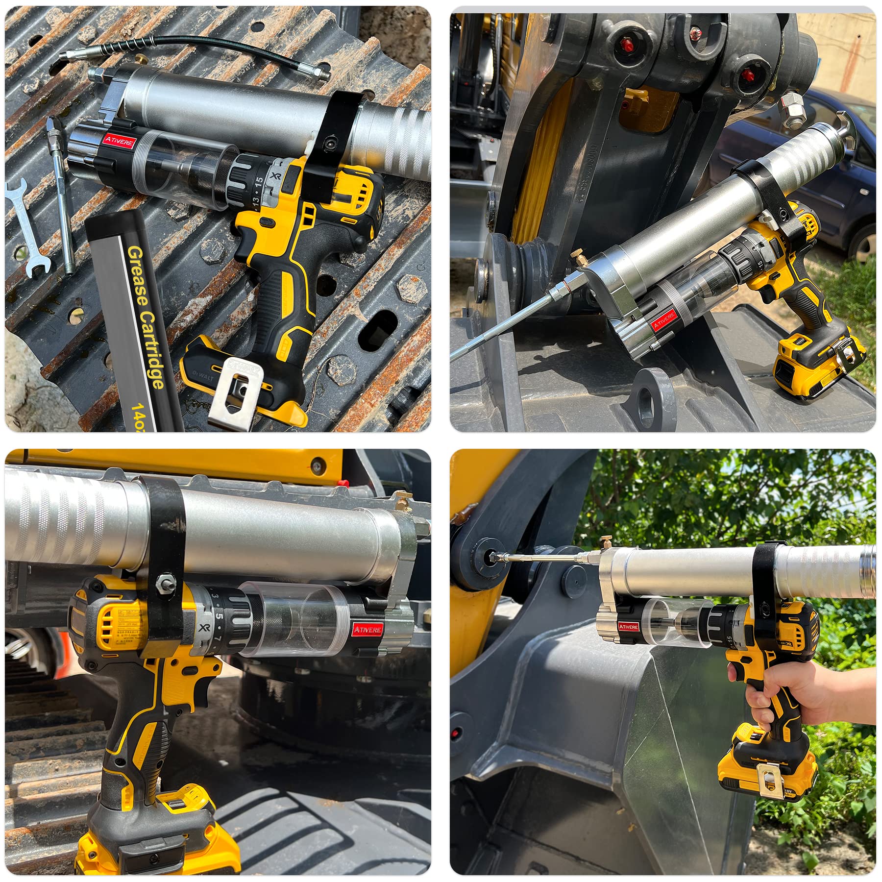 Ativere Grease Gun Drill Adapter, Pneumatic Tool, Electric Drills, Impact Drivers Universal Conversion Gun Head