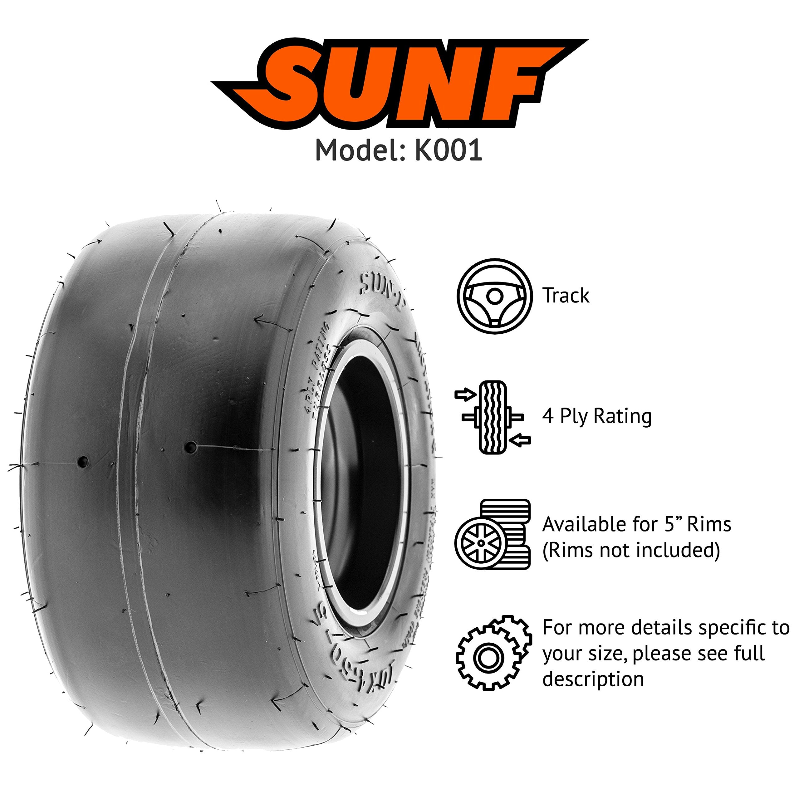 SunF Go-Kart & Kart-Racer Slick Tire 10x4.5.00-5, 4-Ply, Smooth Tread, Tubeless, Rim(s) NOT included