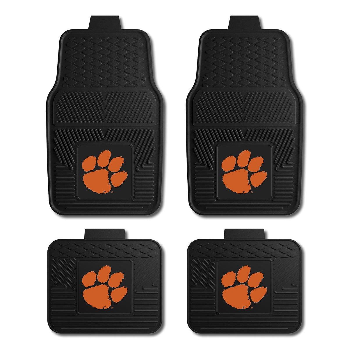 Fanmats Clemson University Tigers Set of 4 Car Mats for Cars, SUV, Pickups - All Weather Protection, Deep Reservoir Design, Univ