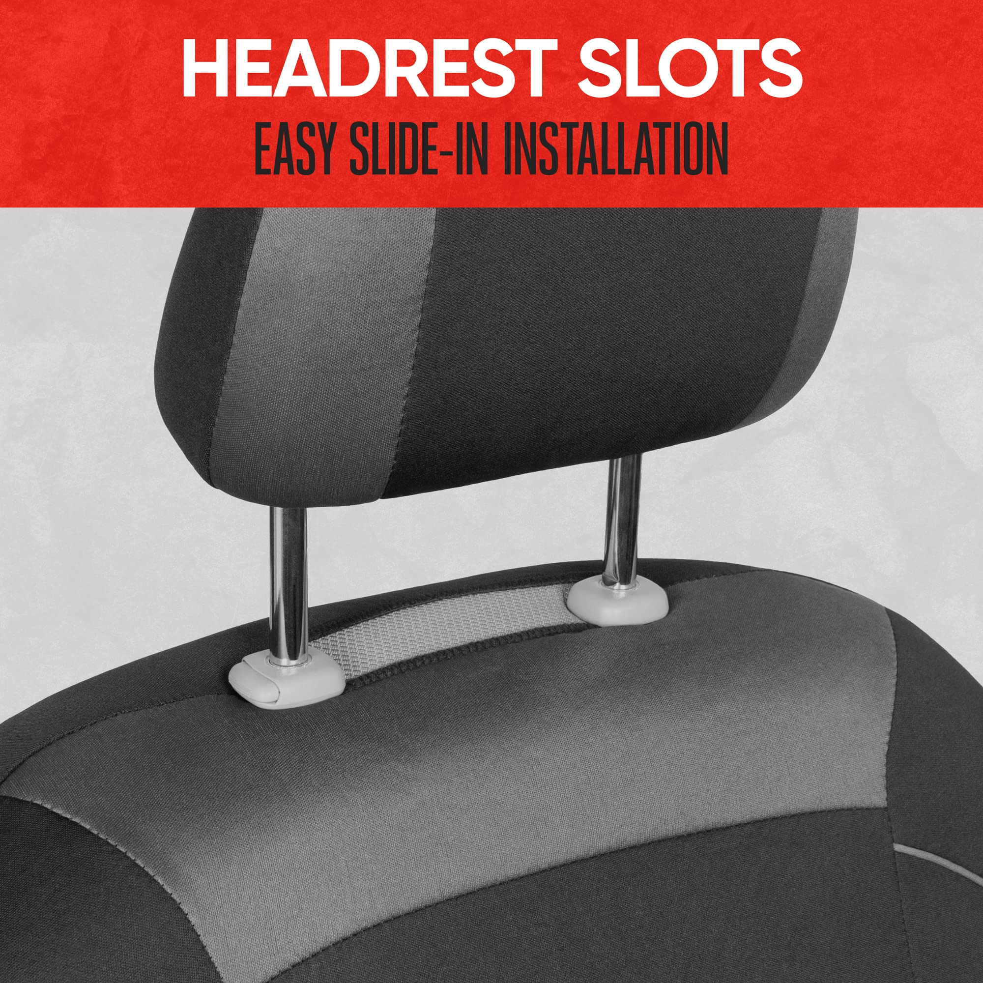 Motor Trend Black Cloth Car Seat Covers For Front Seats - Premium Automotive Bucket Seat Covers, Made For Vehicles With Removable Headrests, Interior Covers For Truck Van Suv, Black Stitched