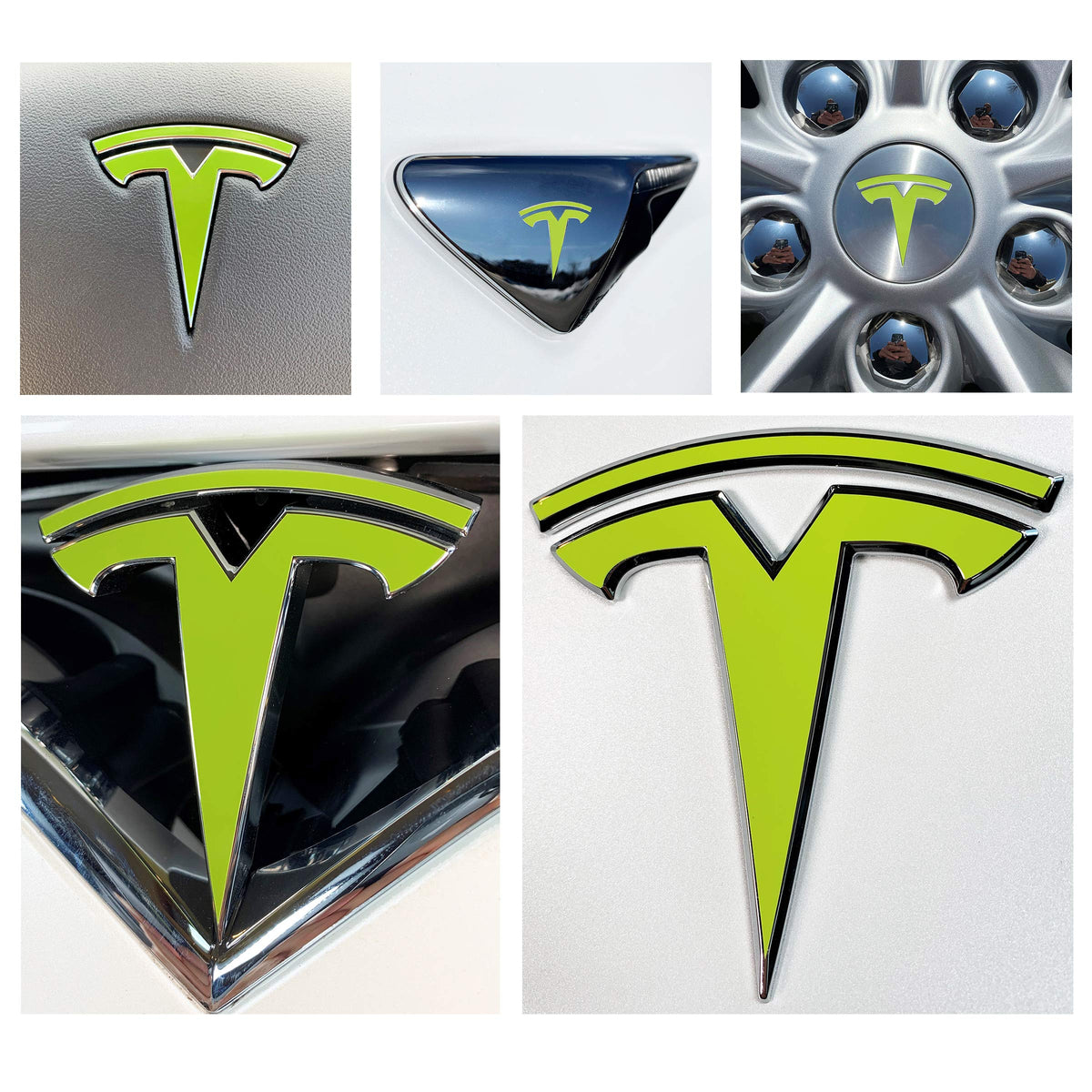 Custom Cut Graphics Logo Decal Wrap For Tesla Model X, 14-Pc Set (Gloss Lime Gre