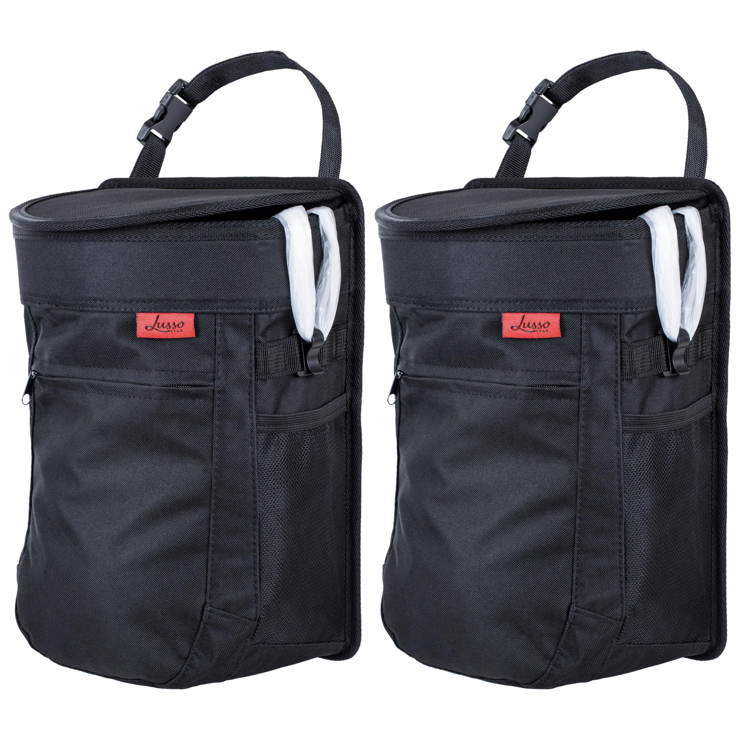 Lusso Gear Car Trash Can Twin Pack  Round  Black