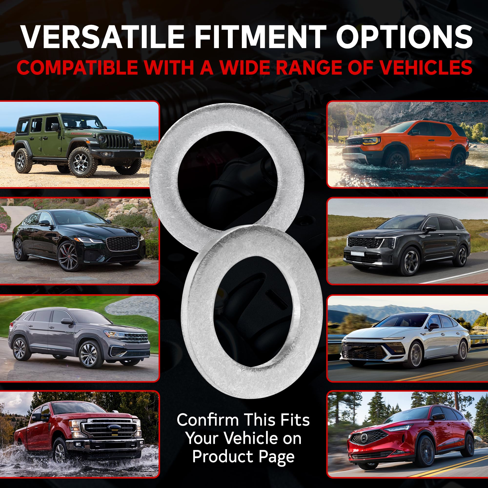 Votex-Made In Usa- Oil Drain Plug Crush Washer M14 14Mm, Gasket Seal Ring - Fits Acura, Honda, Kia, Hyundai And More, 20 Pack, 94109-14000, 007603-014106, 21513-23001, 90471-Px4-000