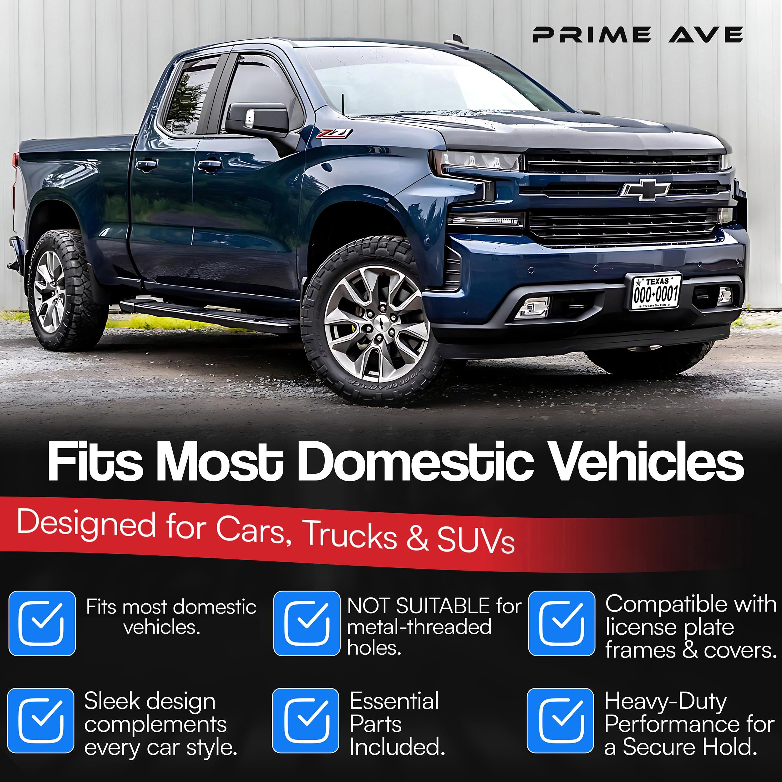 Prime Ave Black Oxide Stainless Steel License Plate Screws For License Plates, Frames, Covers- Rustproof Licence Plate Screw Set
