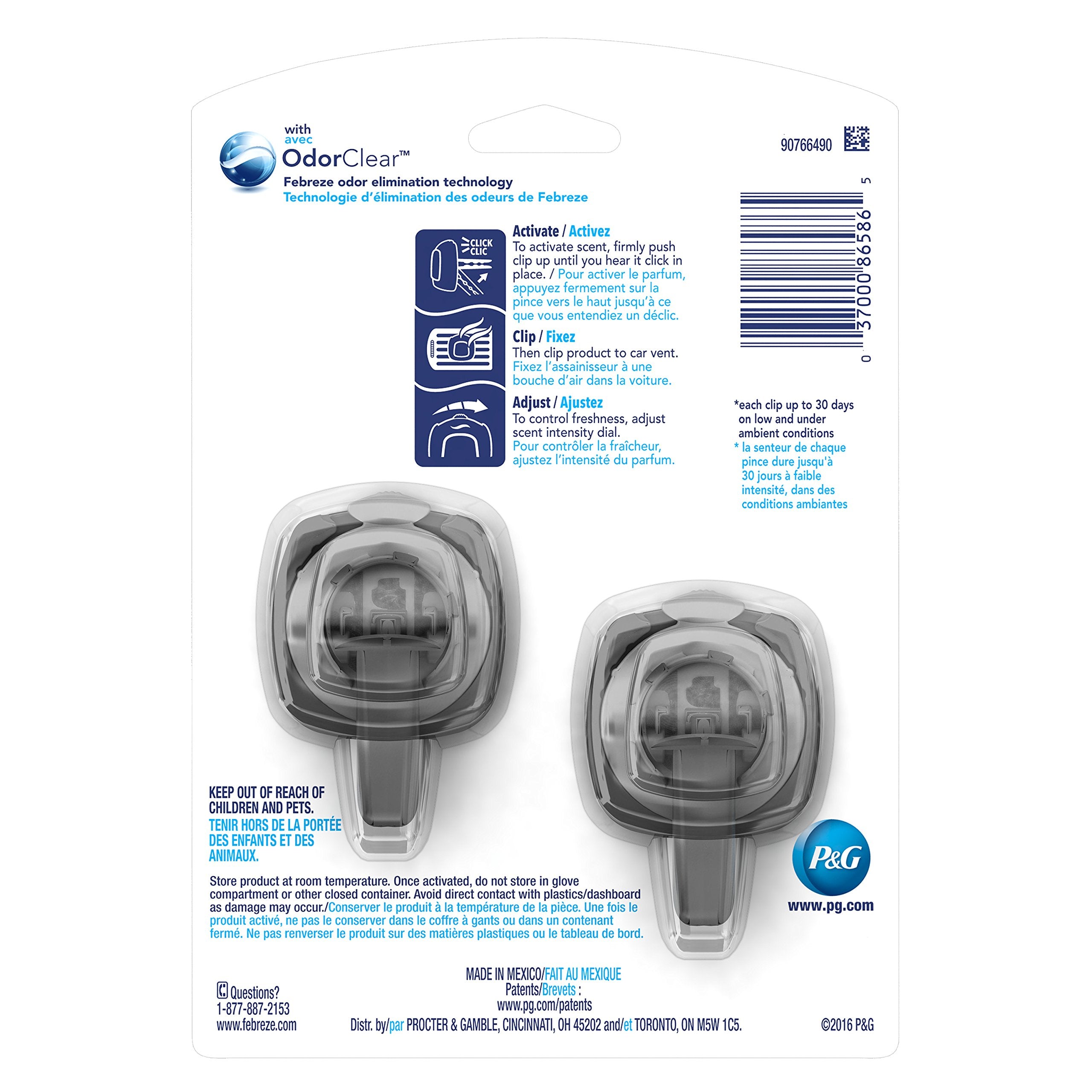 Febreze Car Vent Clips Air Freshener - Gain Original - 2 Ct