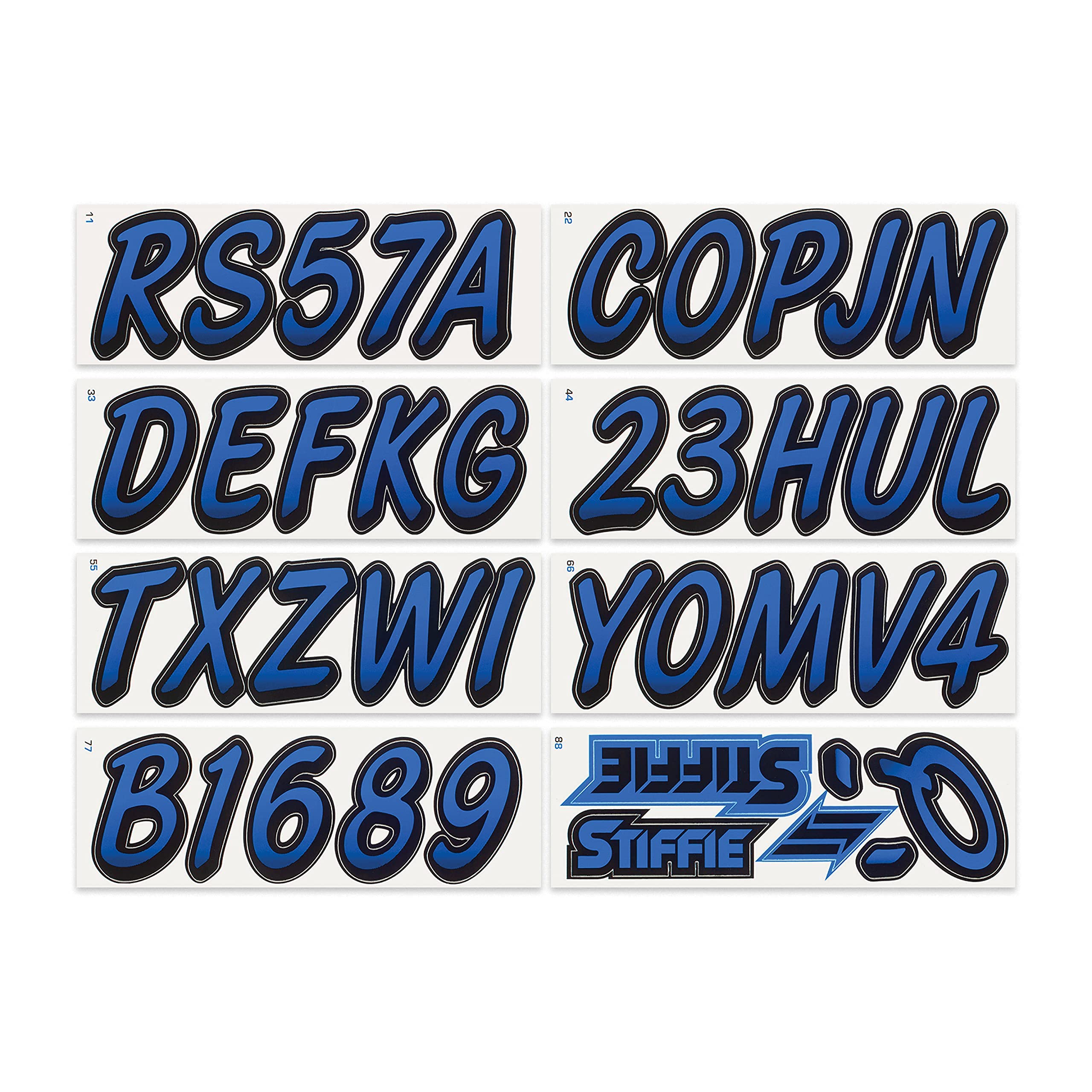 STIFFIE Whipline Blue/Black 3'' Boat & PWC Registration Decals  Numbers Letters Stickers