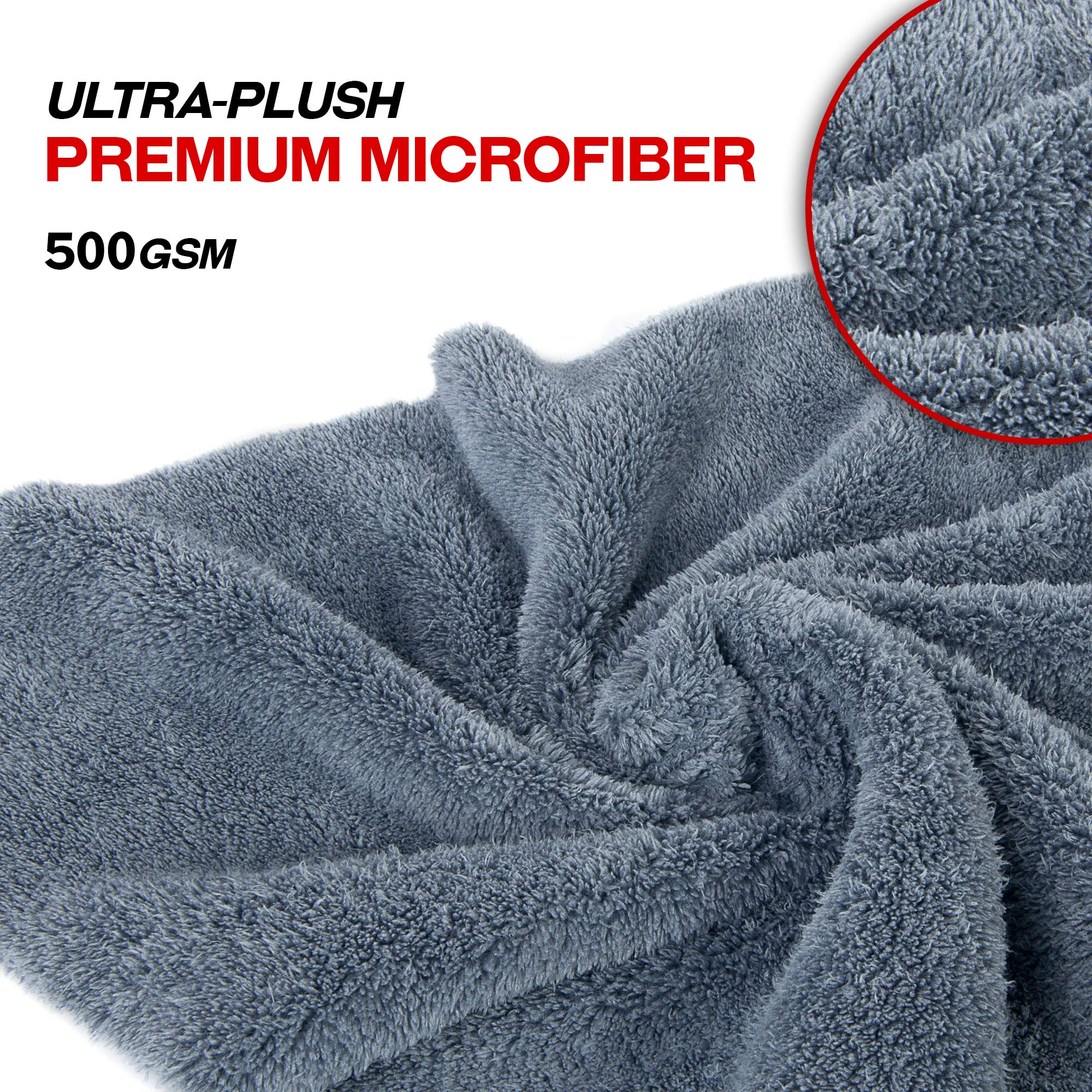Detailer'S Preference Extra Absorbent Ultra Plush 500Gsm Edgeless Microfiber Towels, Car Detailing & Home, Streak-Free, Lint-Fre