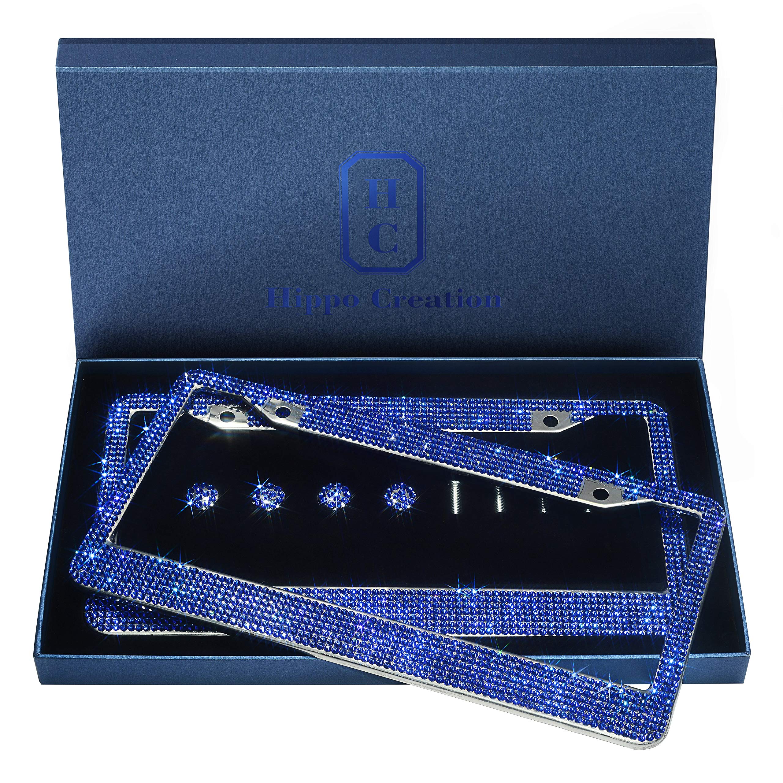 Luxury Handcrafted True Color Bling Rhinestone Premium Stainless Steel License Plate Frame With Gift Box | 1000+ Pcs Finest 14 F