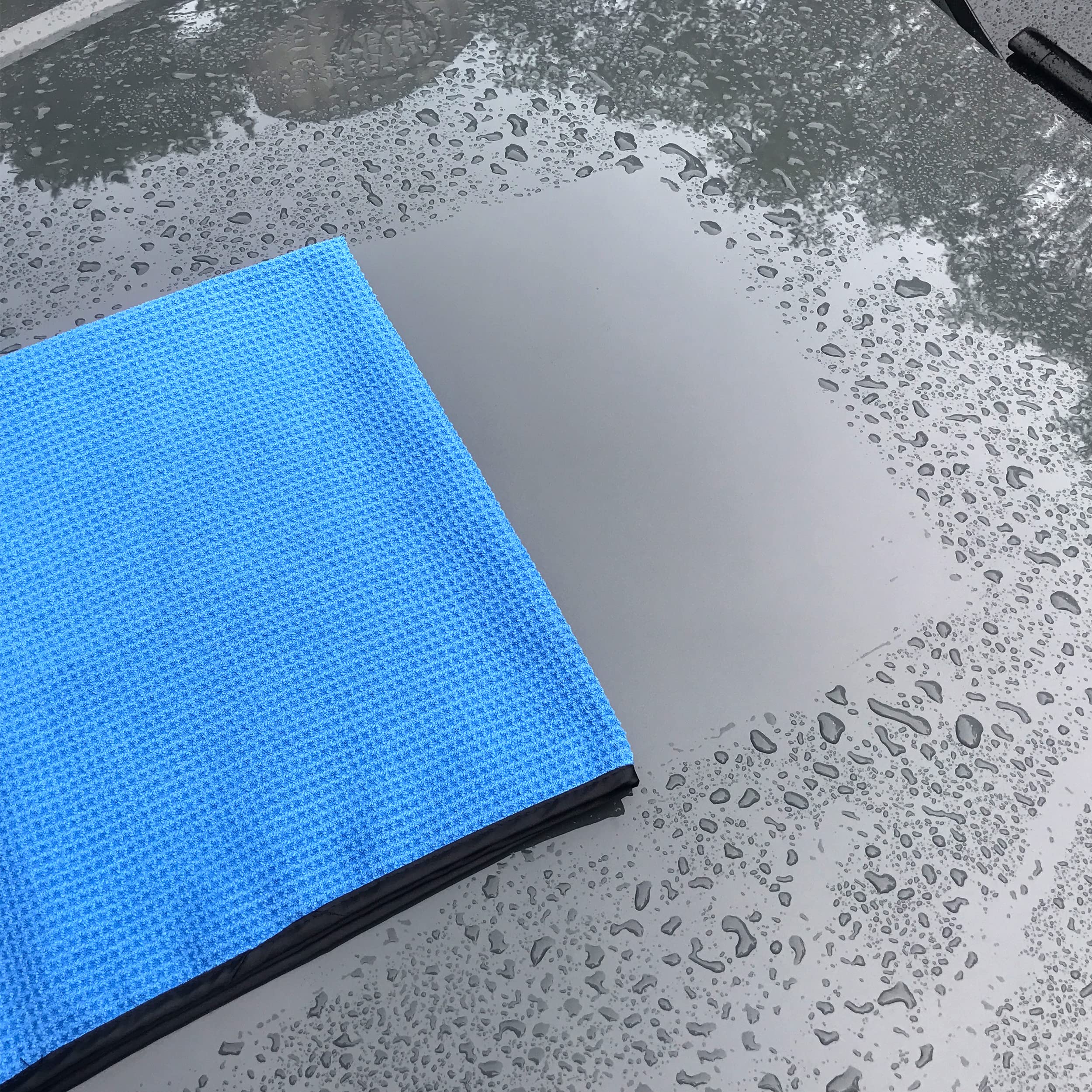 Polyte Elite Microfiber Drying Towel (16X24, 4 Pack, Waffle, Blue)