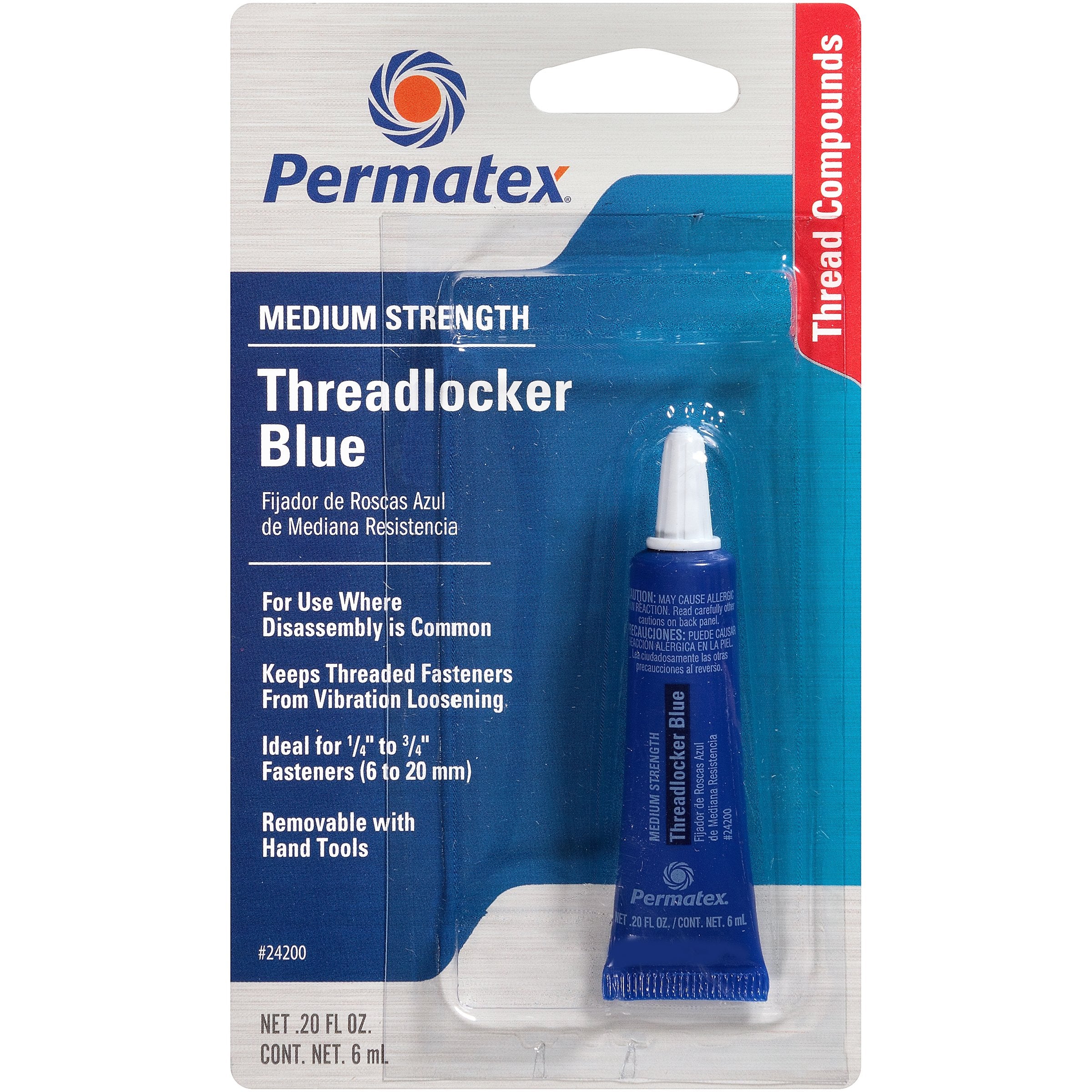 Permatex 24200-12Pk Threadlocker Blue Medium Strength,Thread Lock & Screw Glue For Bolts Nuts & Fasteners To Prevent Loosening &