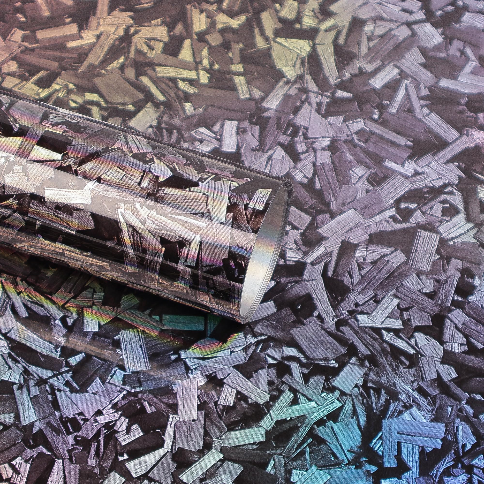 Lypumso Holographic Forged Carbon Fiber Vinyl Wraps, Silver Rainbow Laser Vinyl Wraps For Cars, High Gloss Exterior Interior Dec