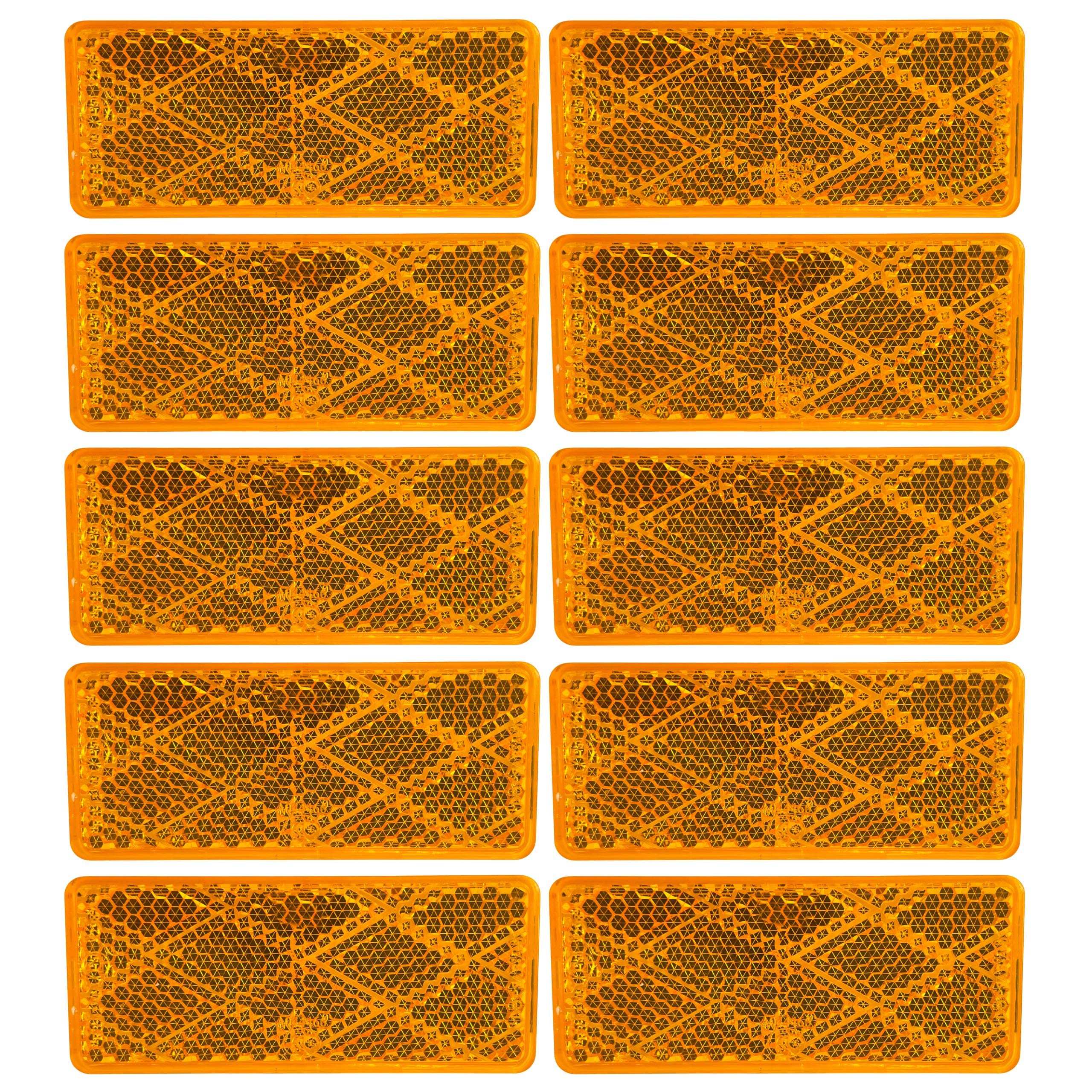 All Star Truck Parts] 10X Amber Class A 70Mmx30Mm (2.75''X1.18'') Rectangular Reflector Strong Stick-On 10 Pack For Trailers Tru