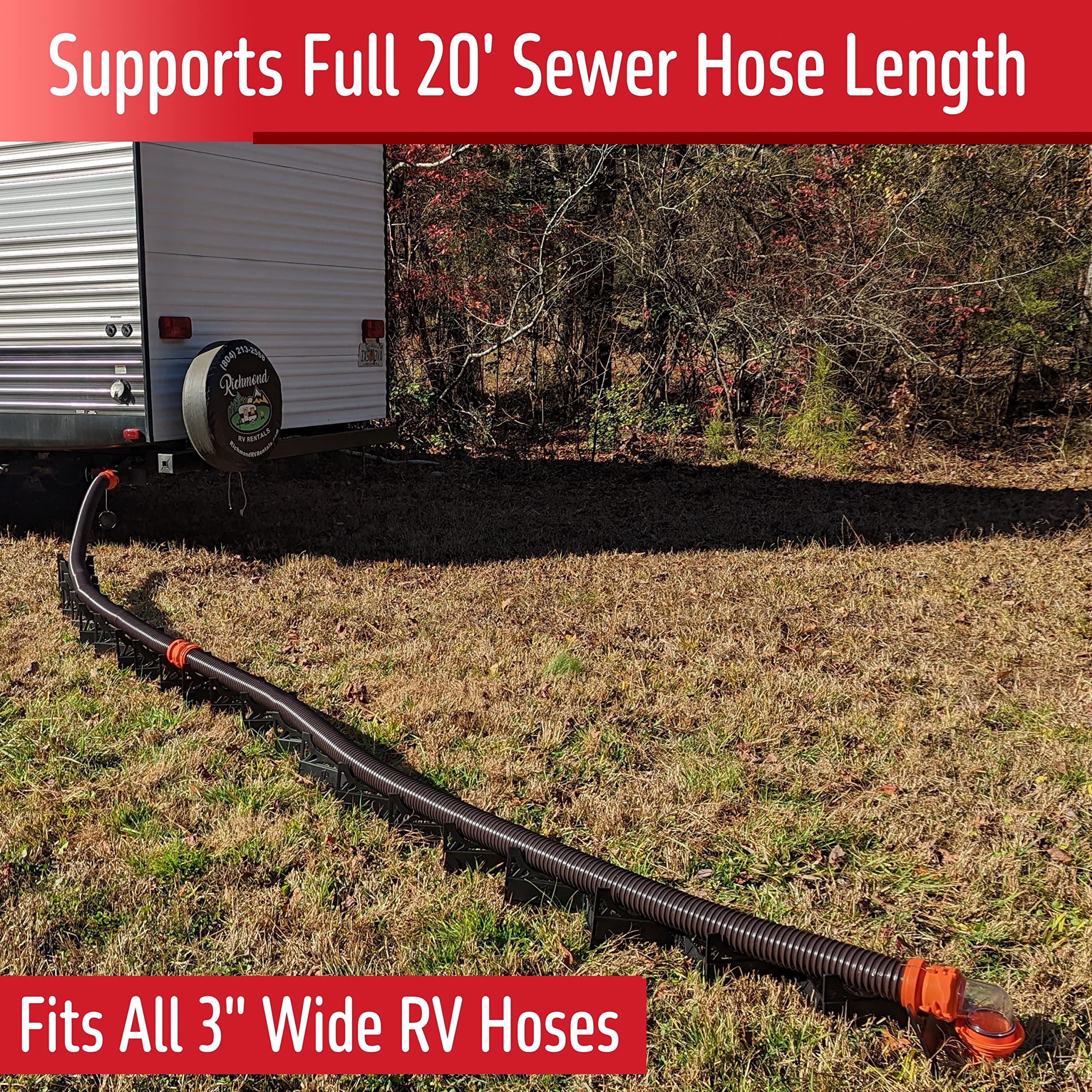 Beech Lane 20 Foot Rv Sewer Hose Support With Clip On Accessory Feet For Extra Stability, Patented Nesting Design For Small Stor