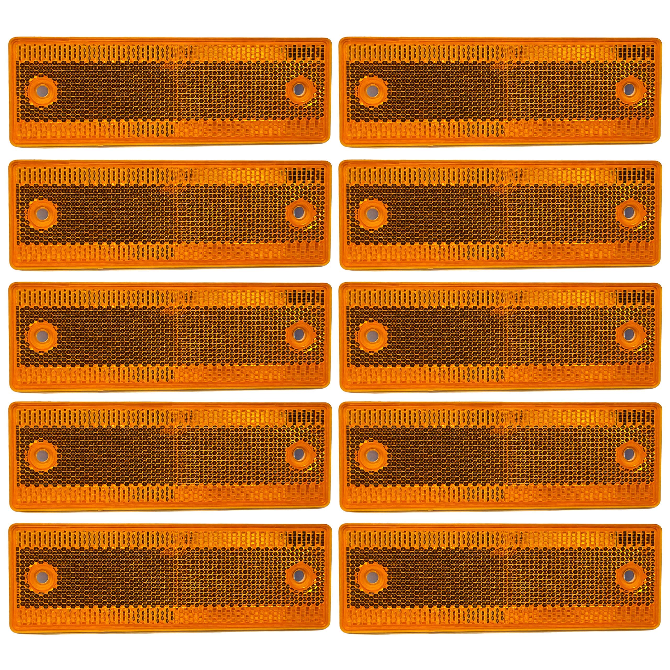 All Star Truck Parts] 10x Amber Class A 150mmx50mm (6''x2'') Rectangular Reflector Screw Mount 10 Pack for Trailers Trucks Autom