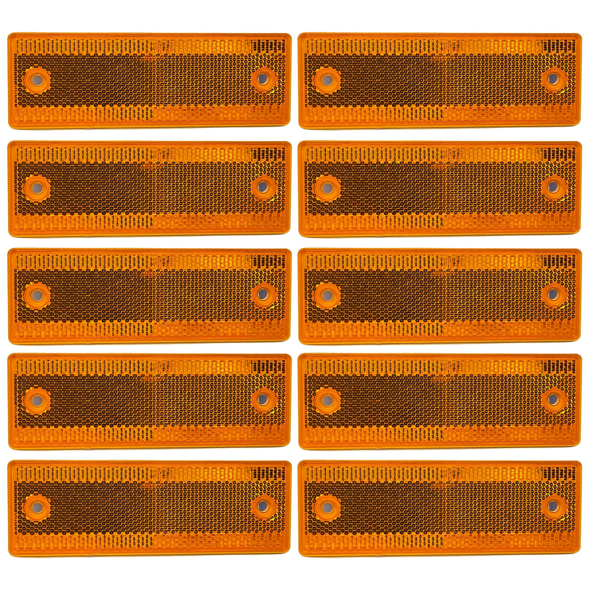 All Star Truck Parts] 10x Amber Class A 150mmx50mm (6''x2'') Rectangular Reflector Screw Mount 10 Pack for Trailers Trucks Autom