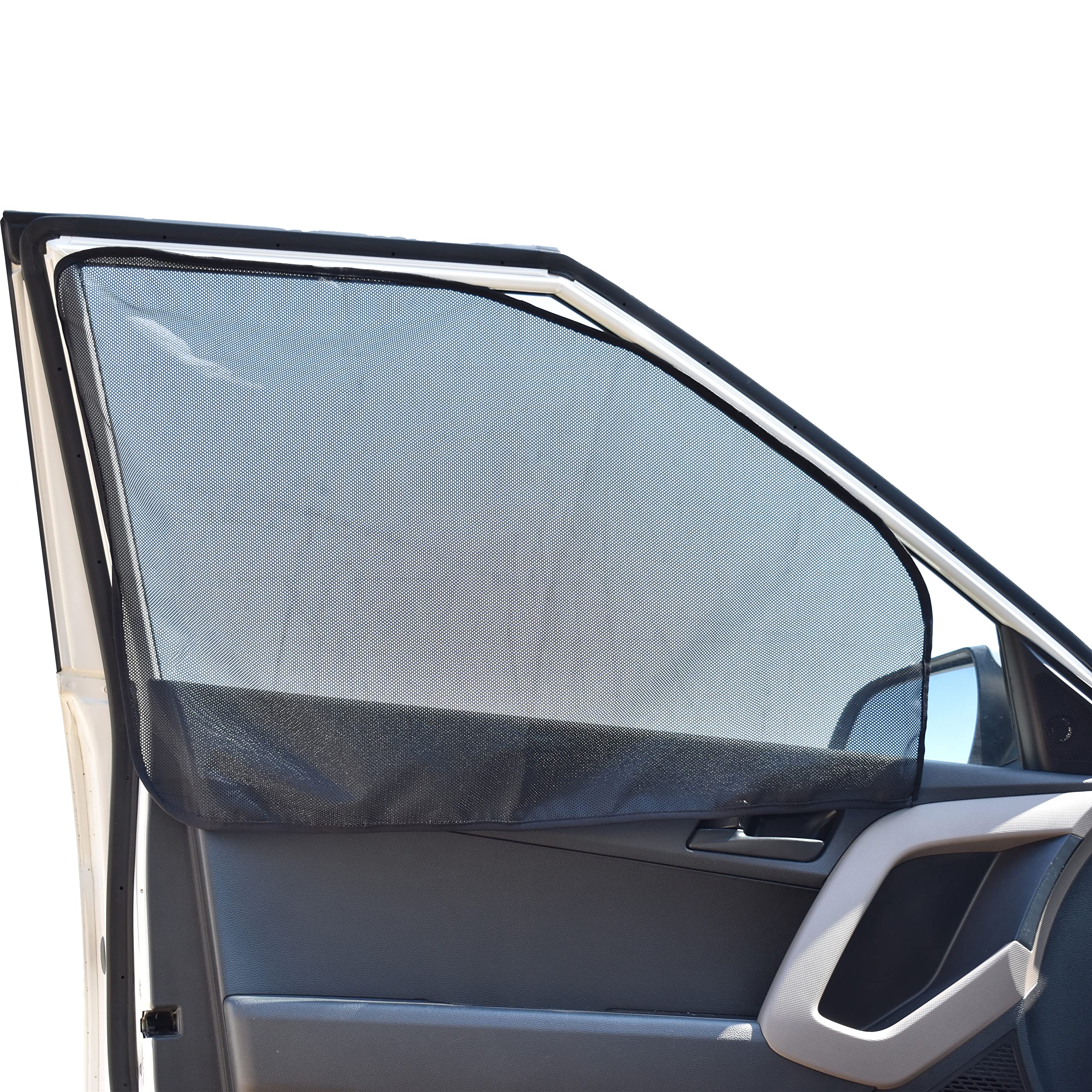 EcoNour Magnetic Side Window Sunshade (2 Pack) | Universal Car Window Shades for Front Windows with Privacy Blackout | Black, 24