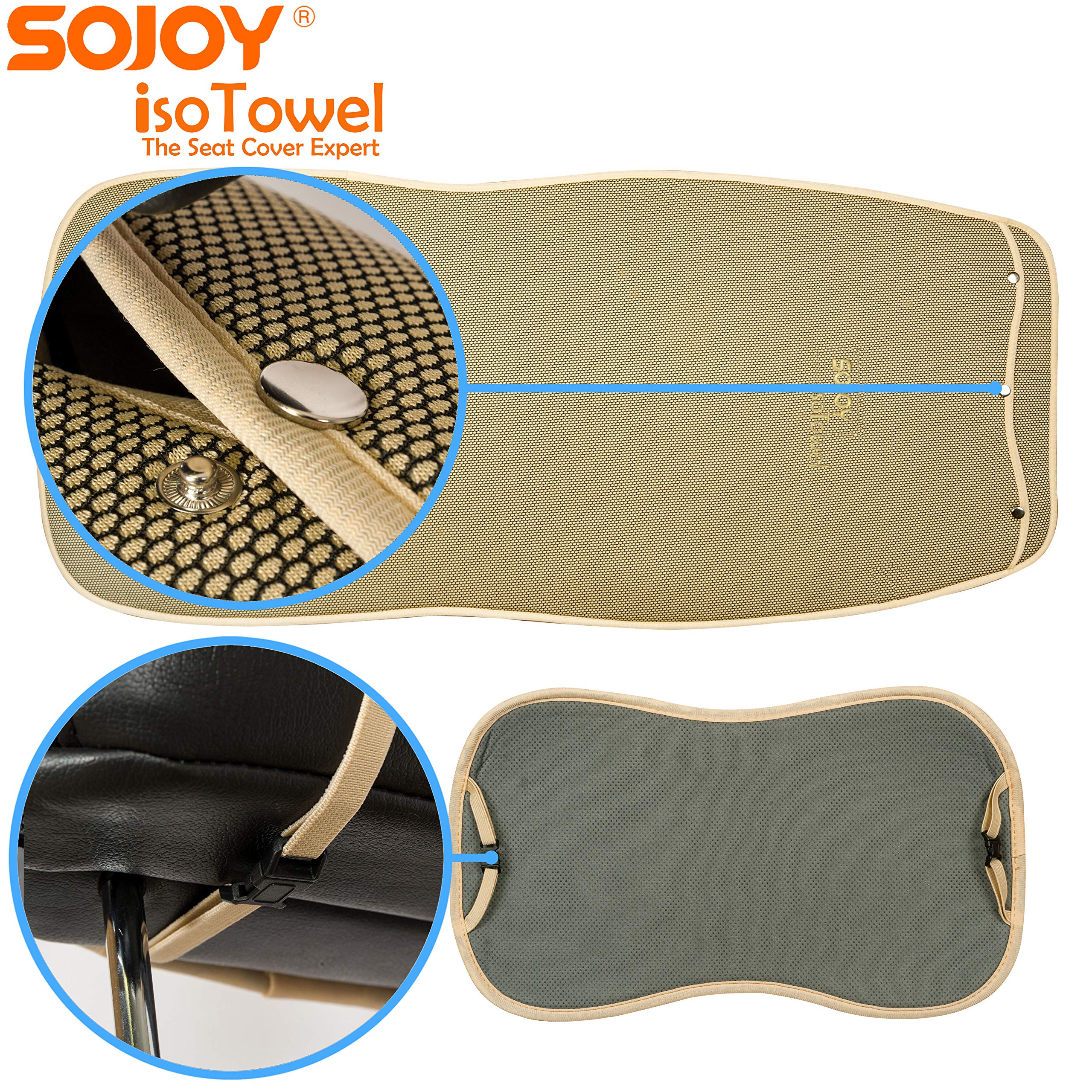 Sojoy Isotowel Car Seat Cover, Microfiber Seat Protector With Quick-Dry Non-Slip Base,Car Seat Protector For All Workouts, All-W