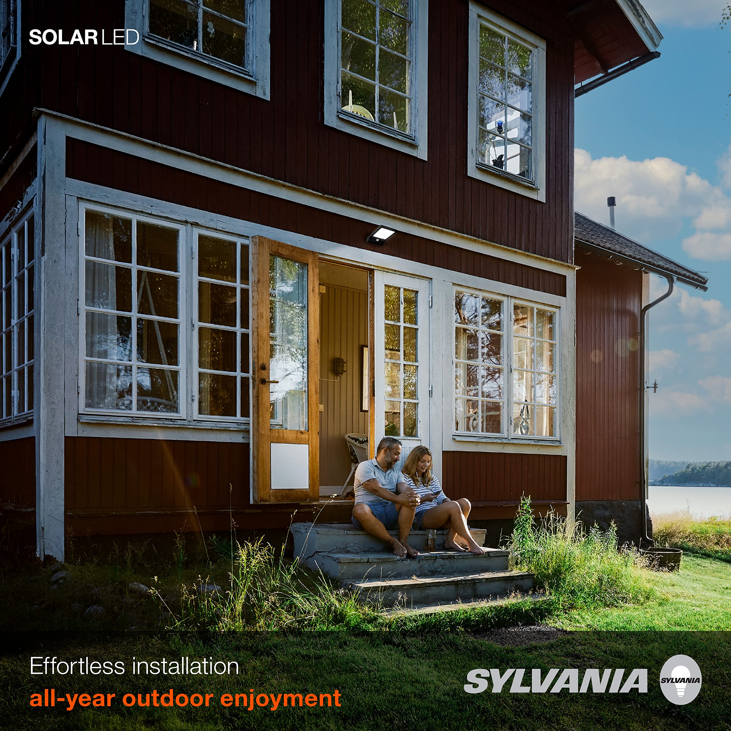 Sylvania Solar Flood Light Luminaire With Daylight Sensor, Led And Battery Included, 5000K, Daylight, Black Finish - 1 Pack (650