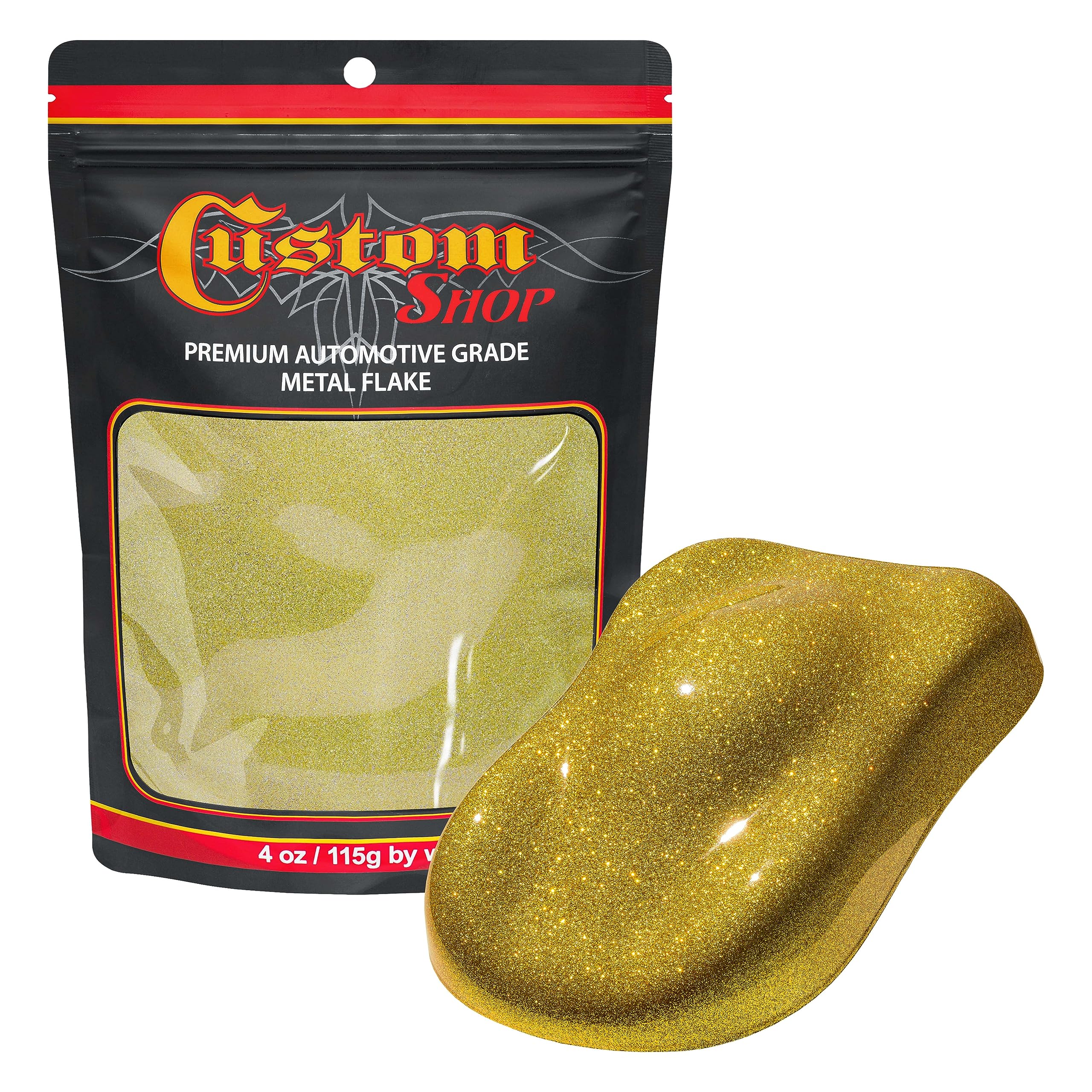 Custom Shop - Brilliant Gold - 4-Ounces of Medium Metal Flake .008'' 200 Micron Size - Premium Automotive Grade Flake, UV, Fade 
