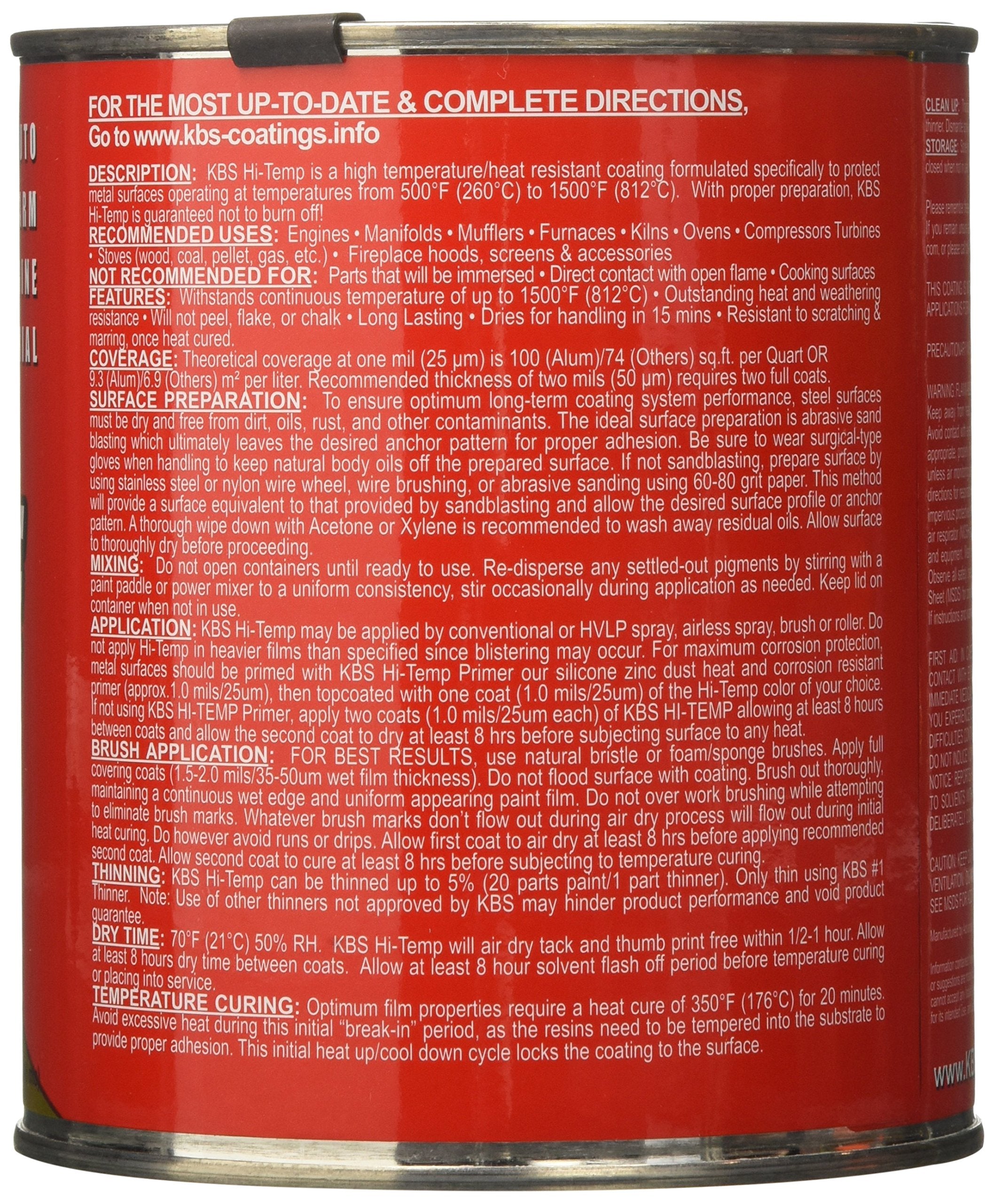 KBS Coatings 65408 Off-White Xtreme Temperature Coating - 1 Quart