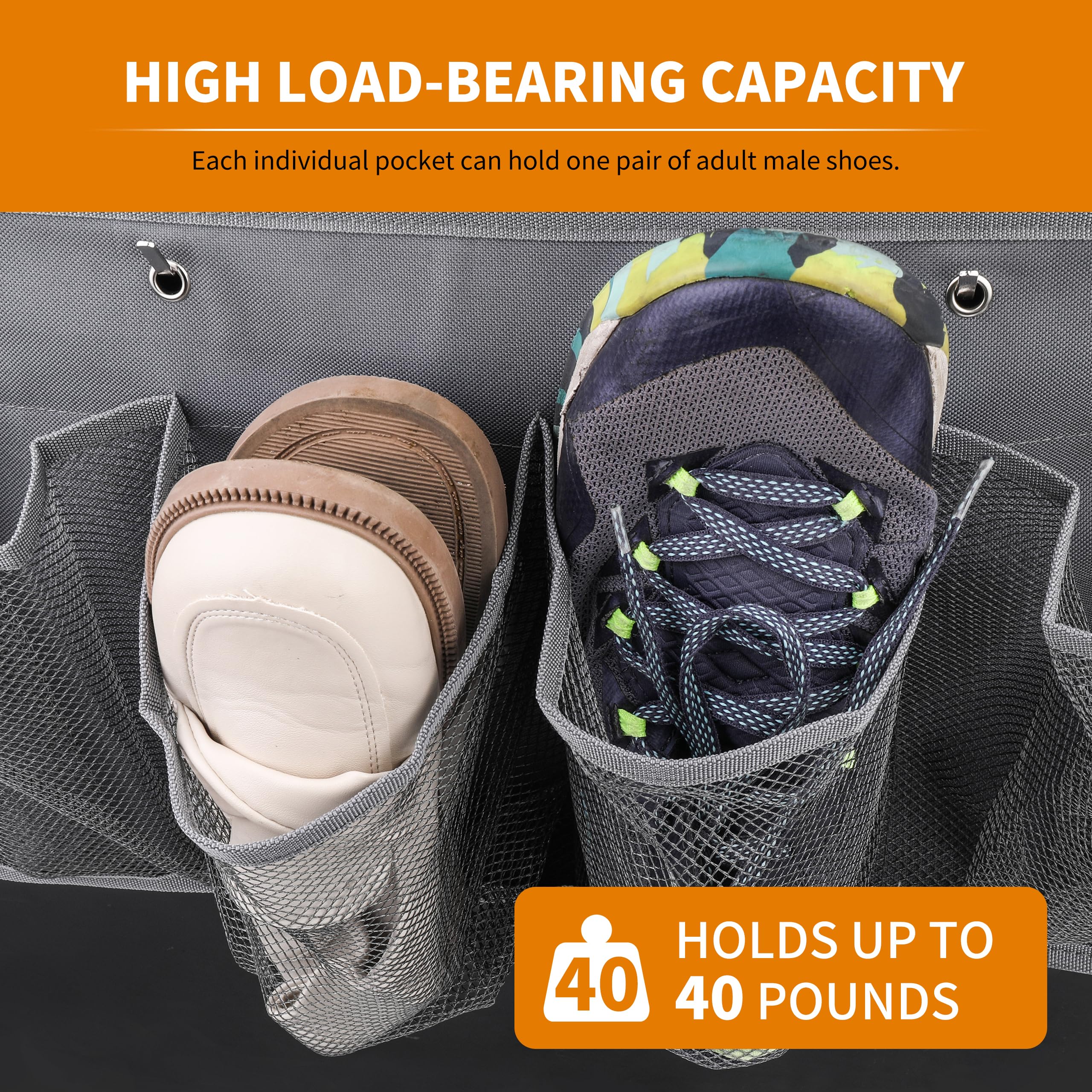 Rvzone Rv Shoe Pockets 6 Large Pockets Heavy Hanging Bedside Storage Organizer With Sturdy Hooks Storage Pockets Hangs On Bed Fo