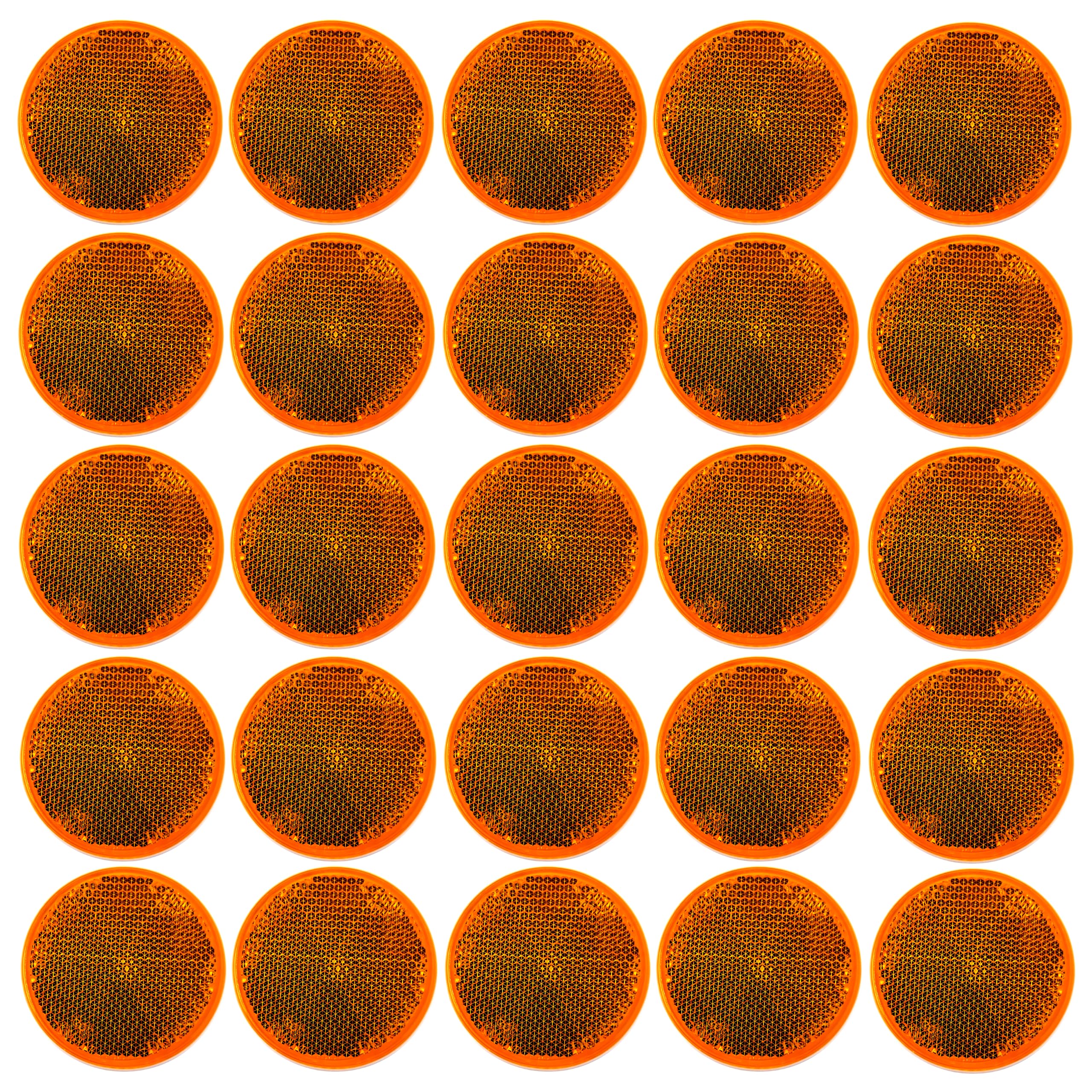 [All Star Truck Parts] [Qty 25] [Red/Amber] 2'' Inch Round Reflector Bike,Trailer, Truck, Boat, Mailbox, Construction, Equipment
