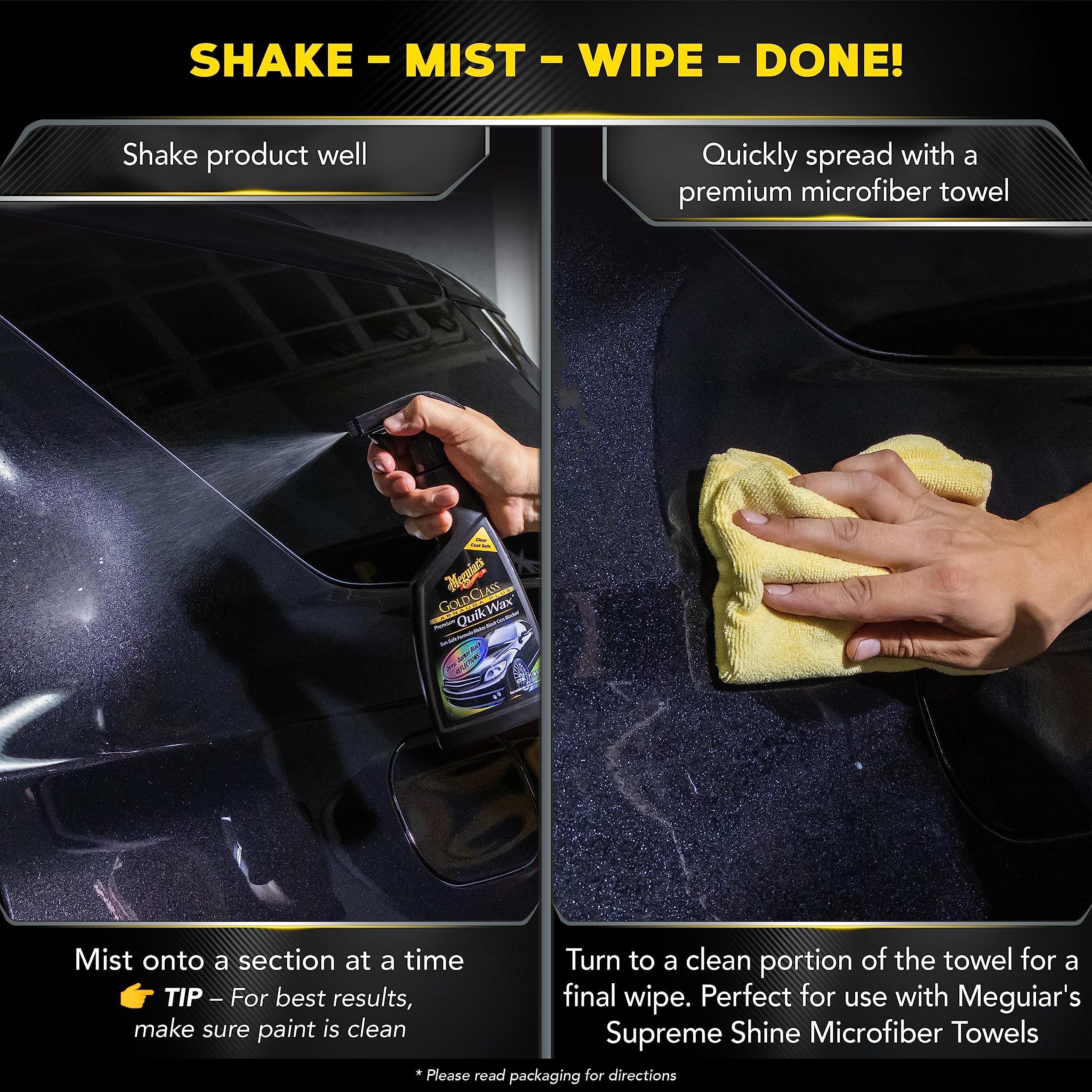 Meguiar's Gold Class Carnauba Plus Premium Quik Wax - Premium Spray Wax for a High Gloss Finish - Easy Application Carnauba Wax - 16 Oz