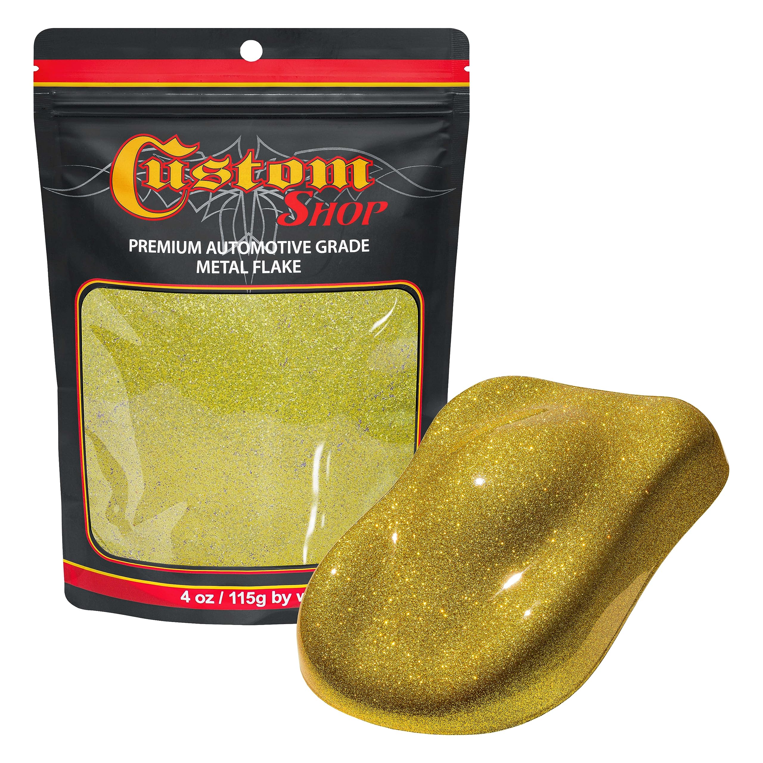 Custom Shop - Brilliant Gold - 4-Ounces of Large Metal Flake .025'' 625 Micron Size - Premium Automotive Grade Flake, UV, Fade &