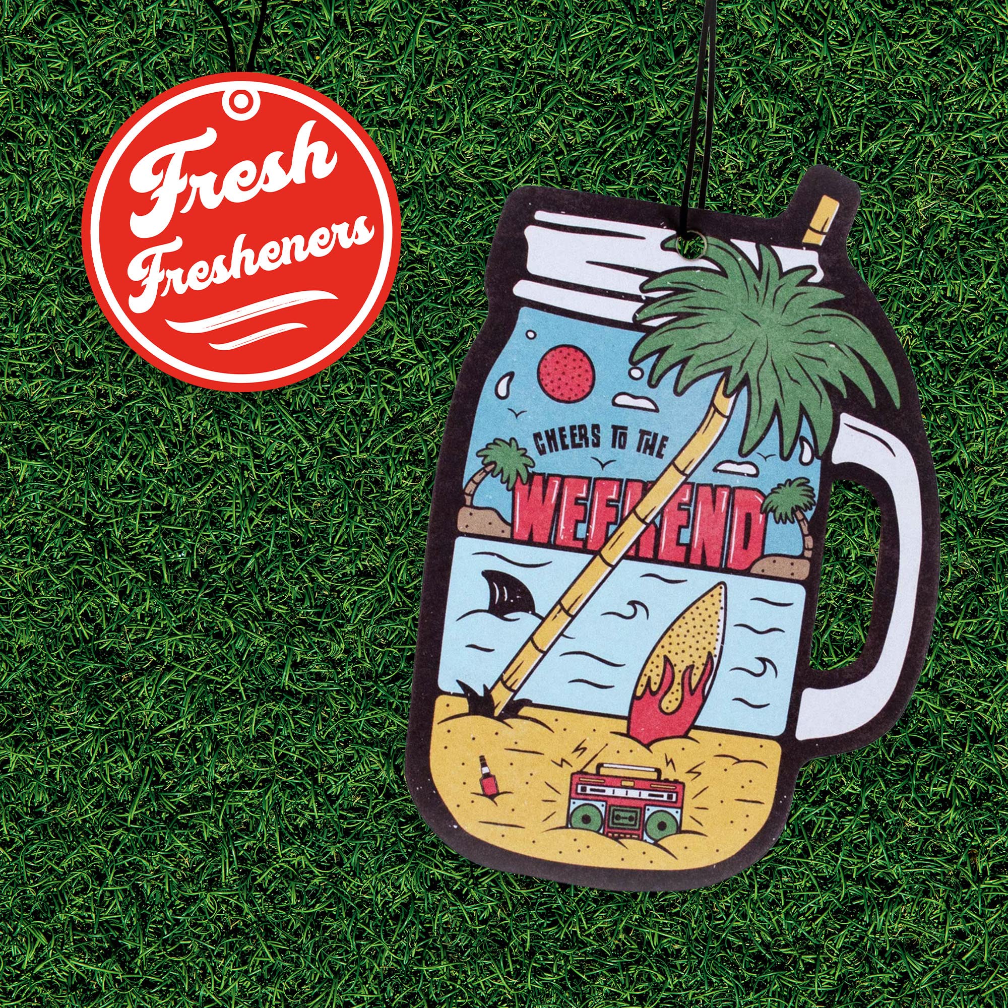 Fresh Fresheners Cute Funny Car Air Fresheners 4-Pack (Weekend Drink)