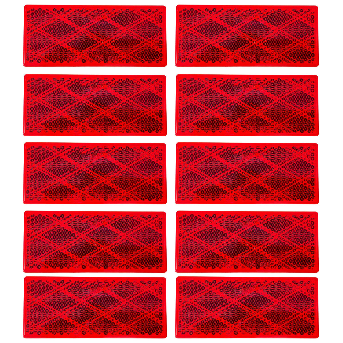 All Star Truck Parts] 10X Red Class A 80Mm X 35Mm 3.14' X 1.4' Rectangular Reflector Strong Stick-On 10 Pack For Trailers Trucks Automobiles Mail Boxes Boats Suv'S Rv'S Bike Industrial Applications