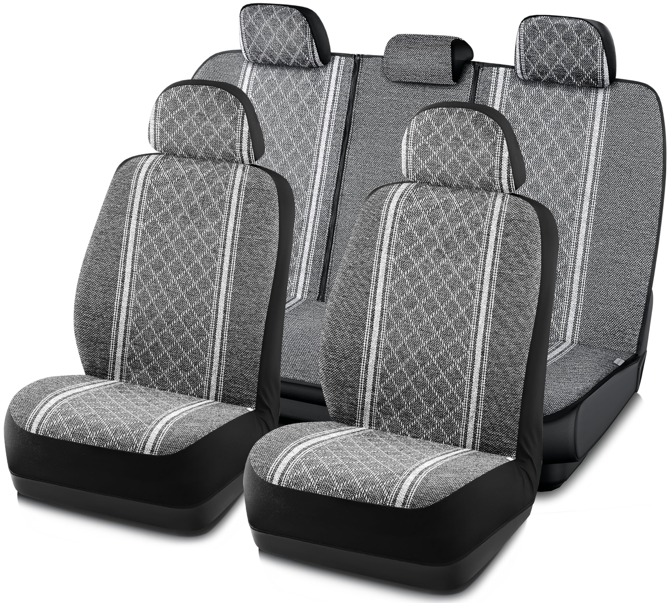 Road Comforts Baja Blanket Seat Covers Gray Diamond Bucket Seat Covers Low Back Full Set - Jacquard Fabric, Airbag Compatible, U