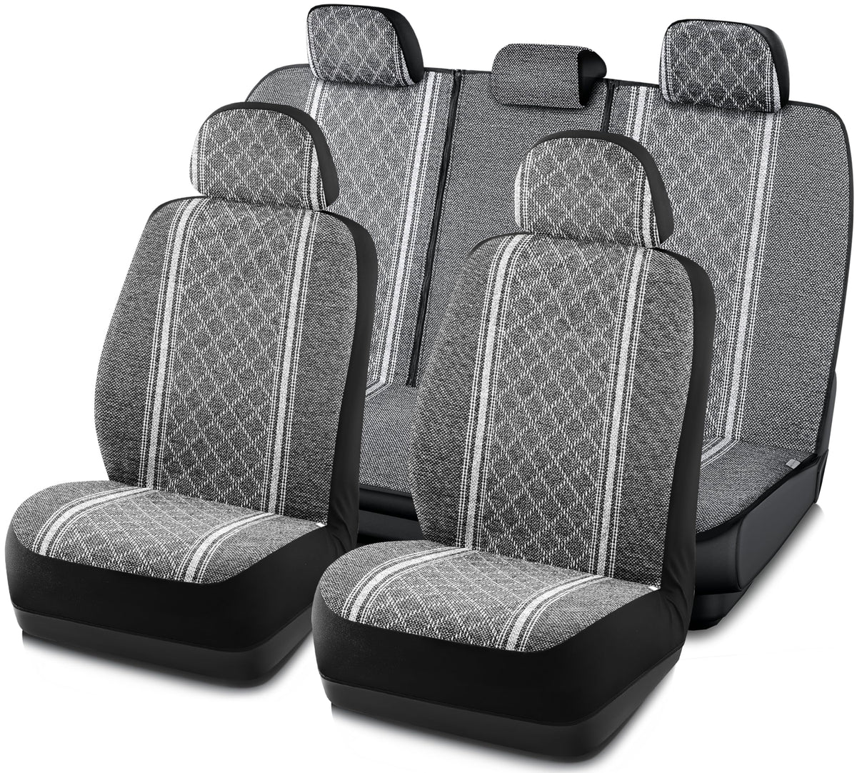 Road Comforts Baja Blanket Seat Covers Gray Diamond Bucket Seat Covers Low Back Full Set - Jacquard Fabric, Airbag Compatible, U
