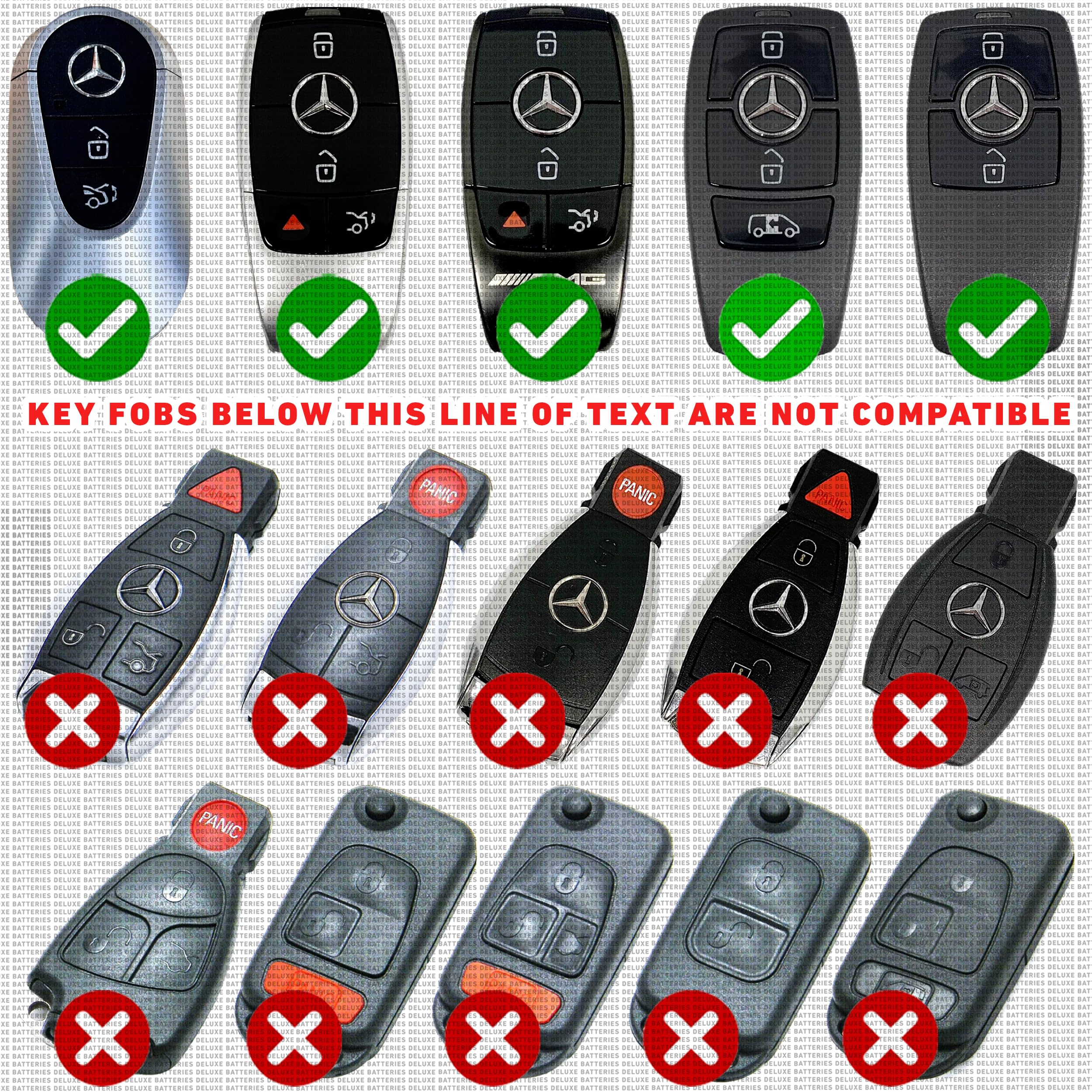 Deluxe Batteries Key Fob Replacement Batteries CR2032 for Mercedes-Benz (Pack of 2) - Silver, Deluxe Model, Compatible with Multiple Models