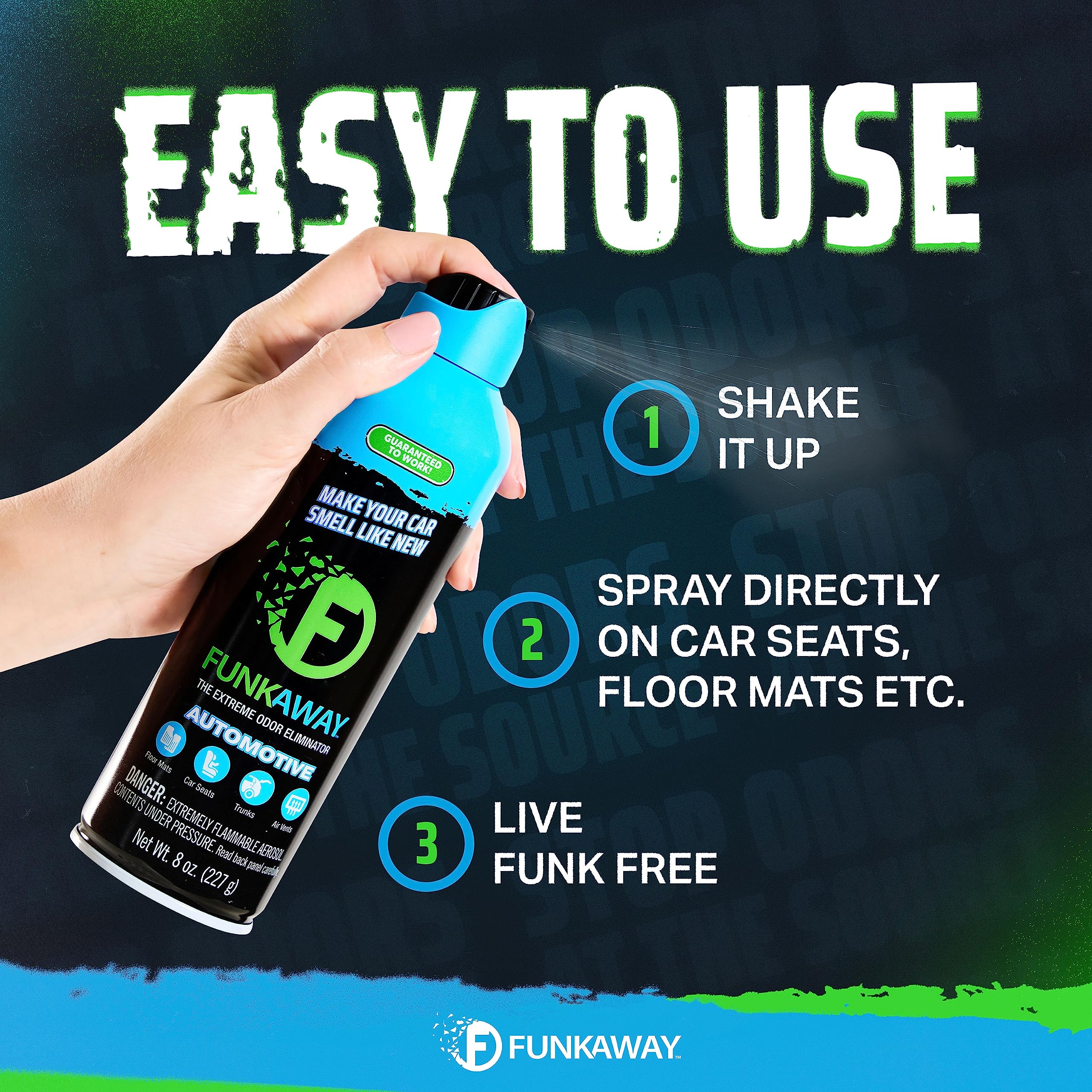 FunkAway Automotive Aerosol Spray, 8 oz., 6 Pack, The Extreme Odor Eliminator for Cars, SUVs, Trucks, RVs and Boats, Make Your C